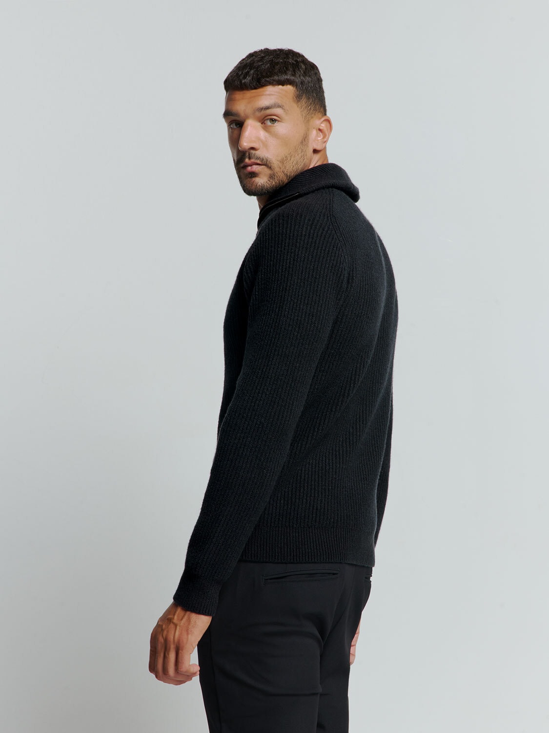 NO EXCESS Rollkragenpullover »No Excess Pullover mit halbem Reißverschluss und Wolle«