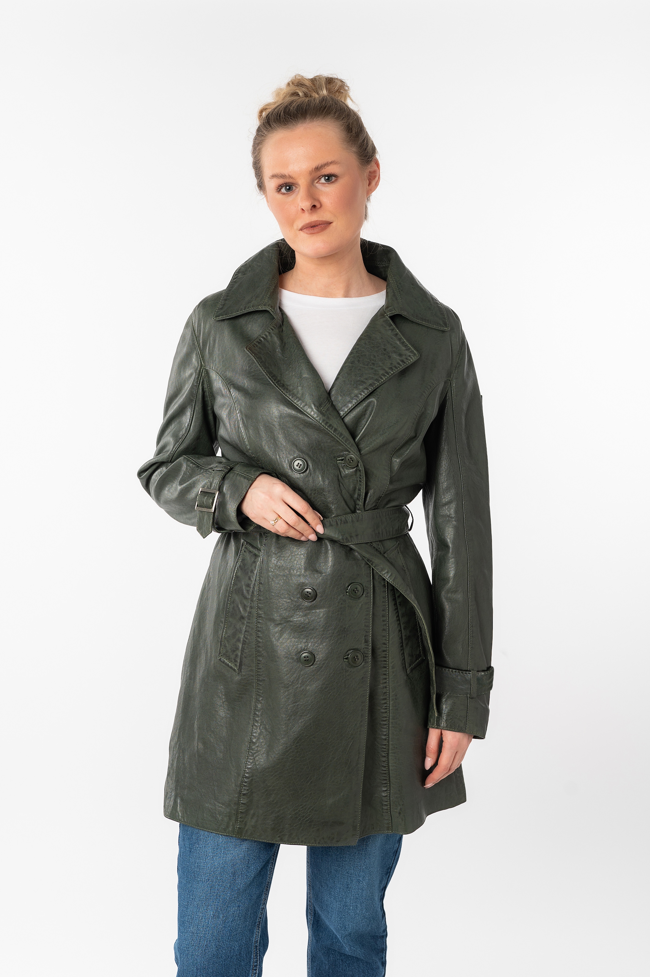Mauritius Ledermantel "GWTaresa", 2 Stk. Leder-Trenchcoat mit Bindegürtel günstig online kaufen