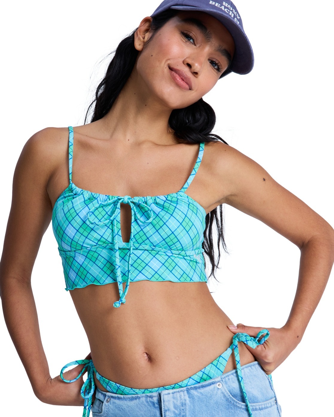 Roxy Haut De Bikini Essentials Pt Tank Katydid As If Plaid XL Femme