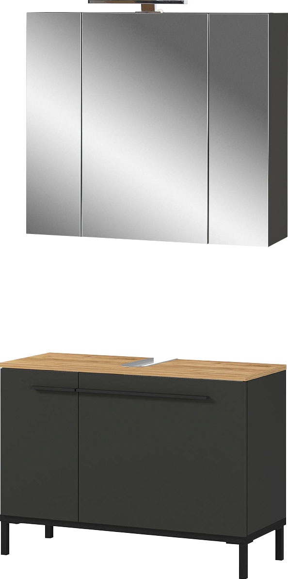 Badmöbel-Set »Yonkers«, Set bestehend aus 1 Waschbeckenunterschrank und 1 Spiegelschrank