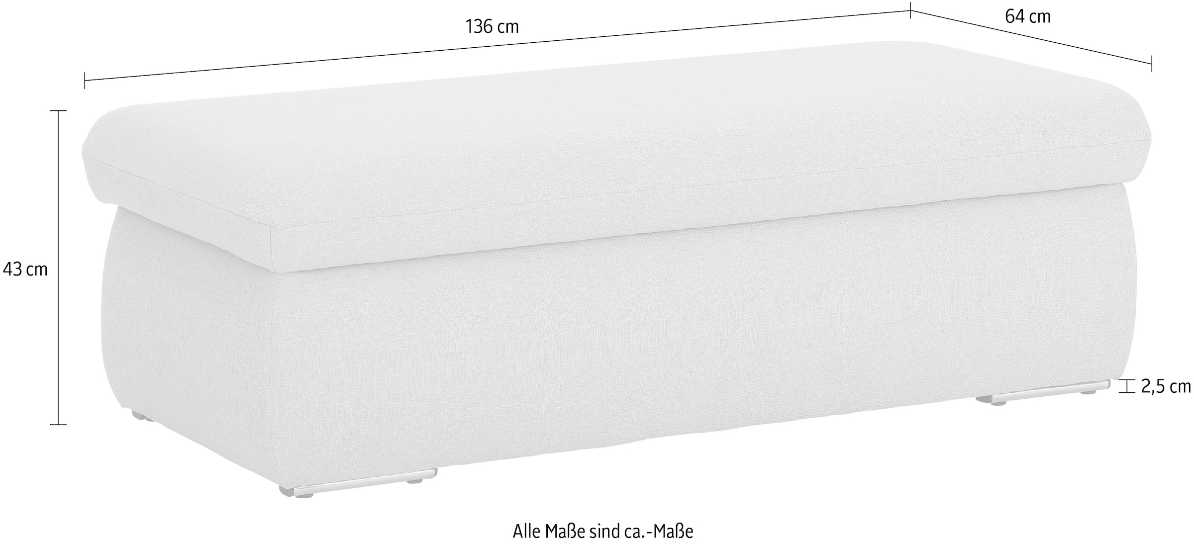 INOSIGN Polsterhocker »Avesa«, Mit großem Staufach, passend zur Serie "Avesa", B/T/H: 136/64/43 cm