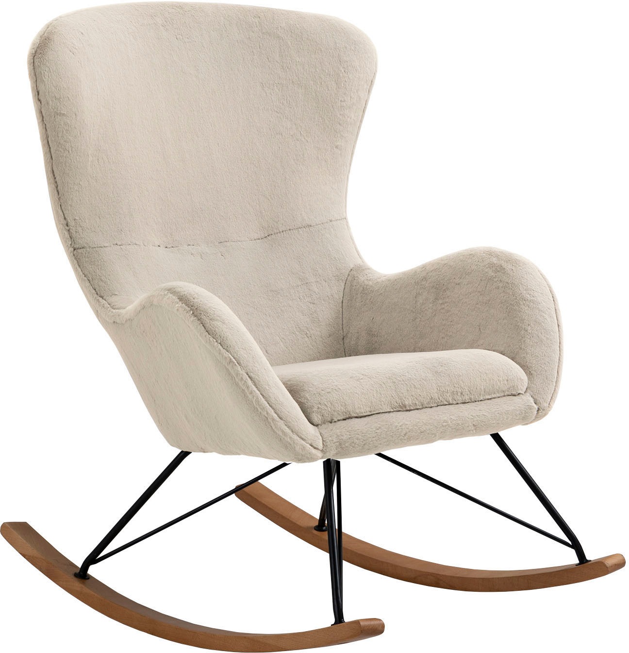 SalesFever Schaukelstuhl "Komfortabl und im Vintage-Stil" () in Lammfellopt günstig online kaufen