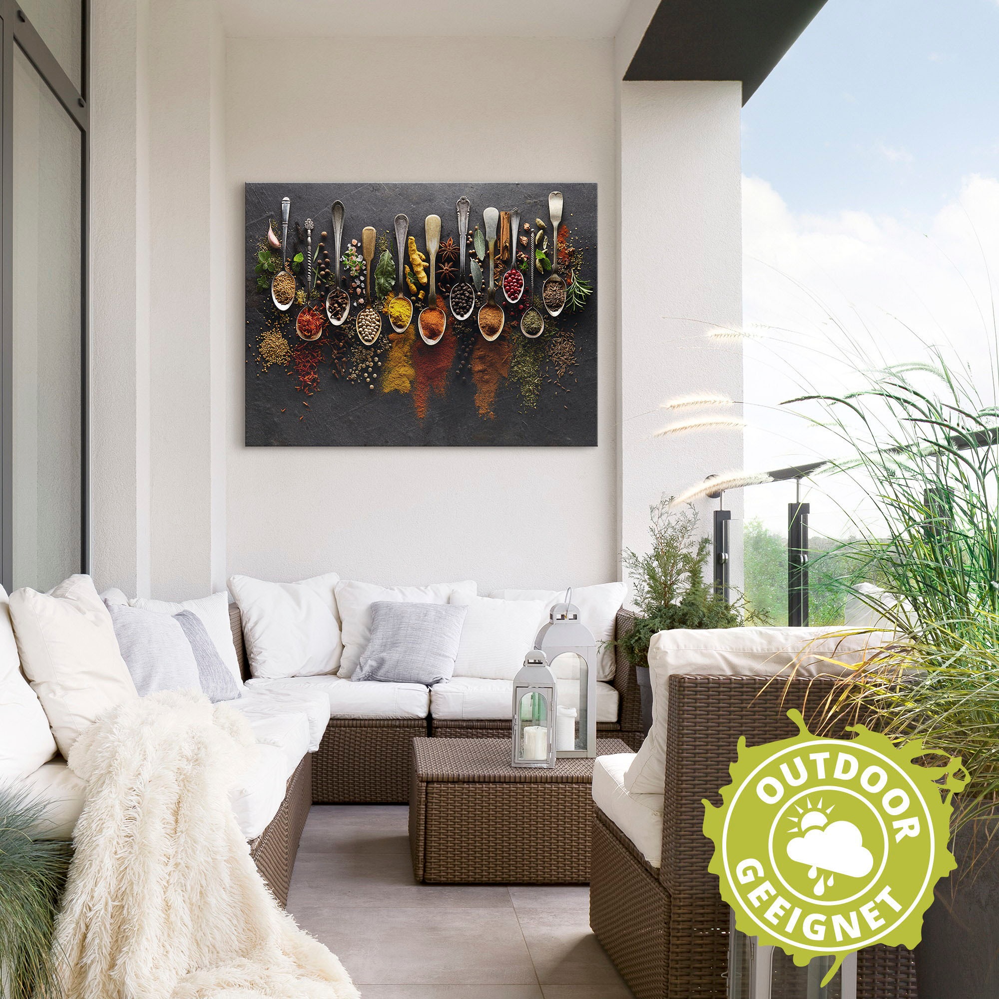 Artland Wandbild »Kräuter Gewürze Schiefer«, Lebensmittel, (1 St.), als Alubild, Outdoorbild, Leinwandbild, Poster, Wandaufkleber