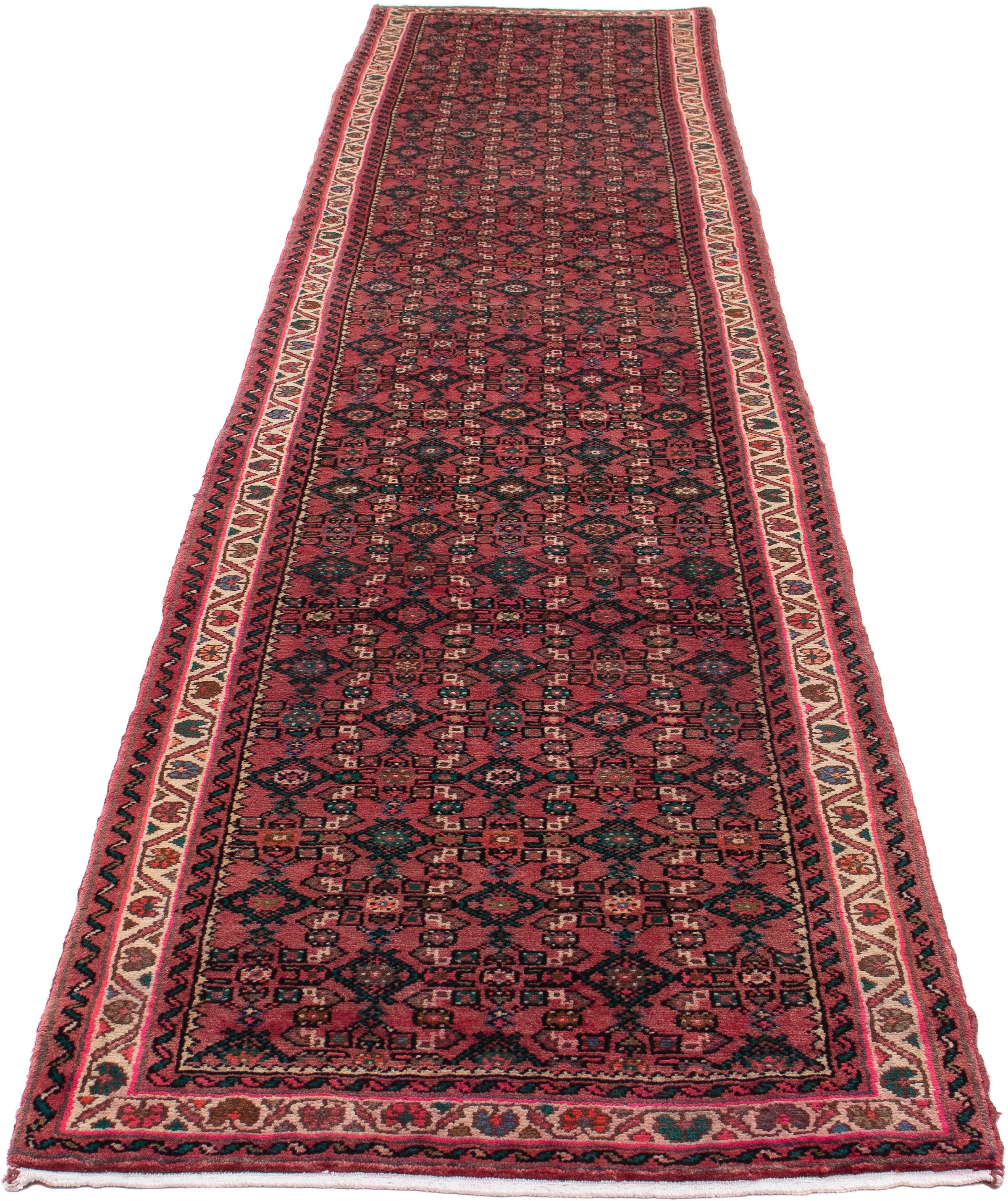 morgenland Orientteppich "Perser - Nomadic - 398 x 83 cm - dunkelrot", rechteckig, 10 mm Höhe, Wohnzimmer, Handgeknüpft,