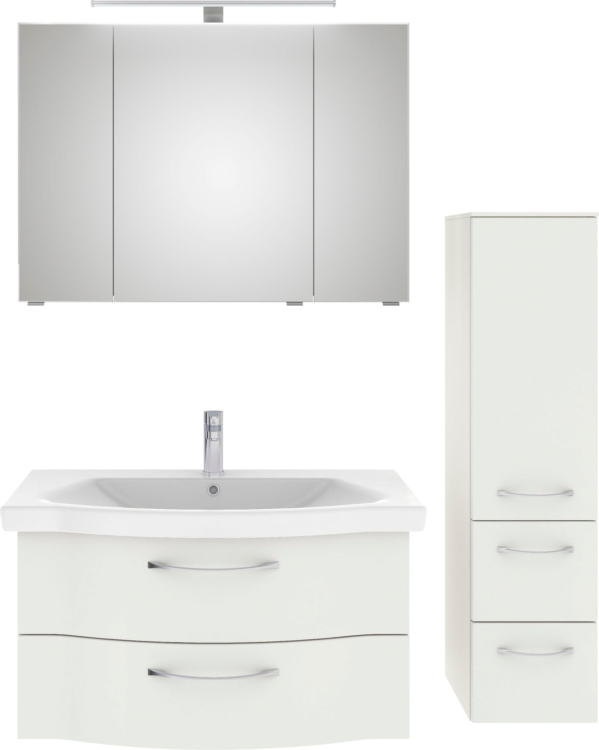 Saphir 1100000002199 "6005 Sprint 3-teilig, Keramik-Waschtisch mit LED-Spiegelschrank" 4 Stk. tlg.