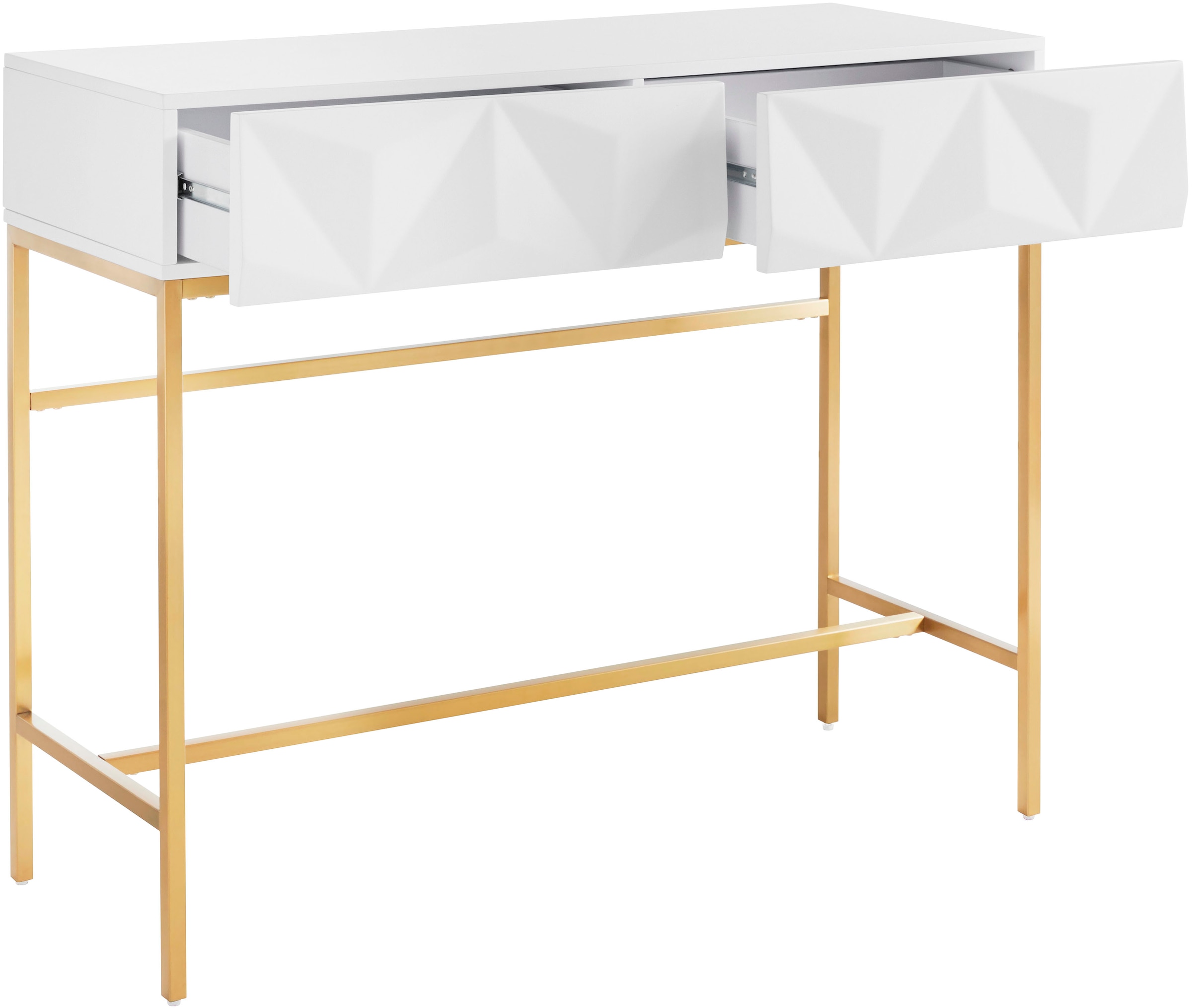 Leonique Sideboard »Minfi«, in 3D-Optik, Konsolentisch mit goldfarbenem Metallgestell
