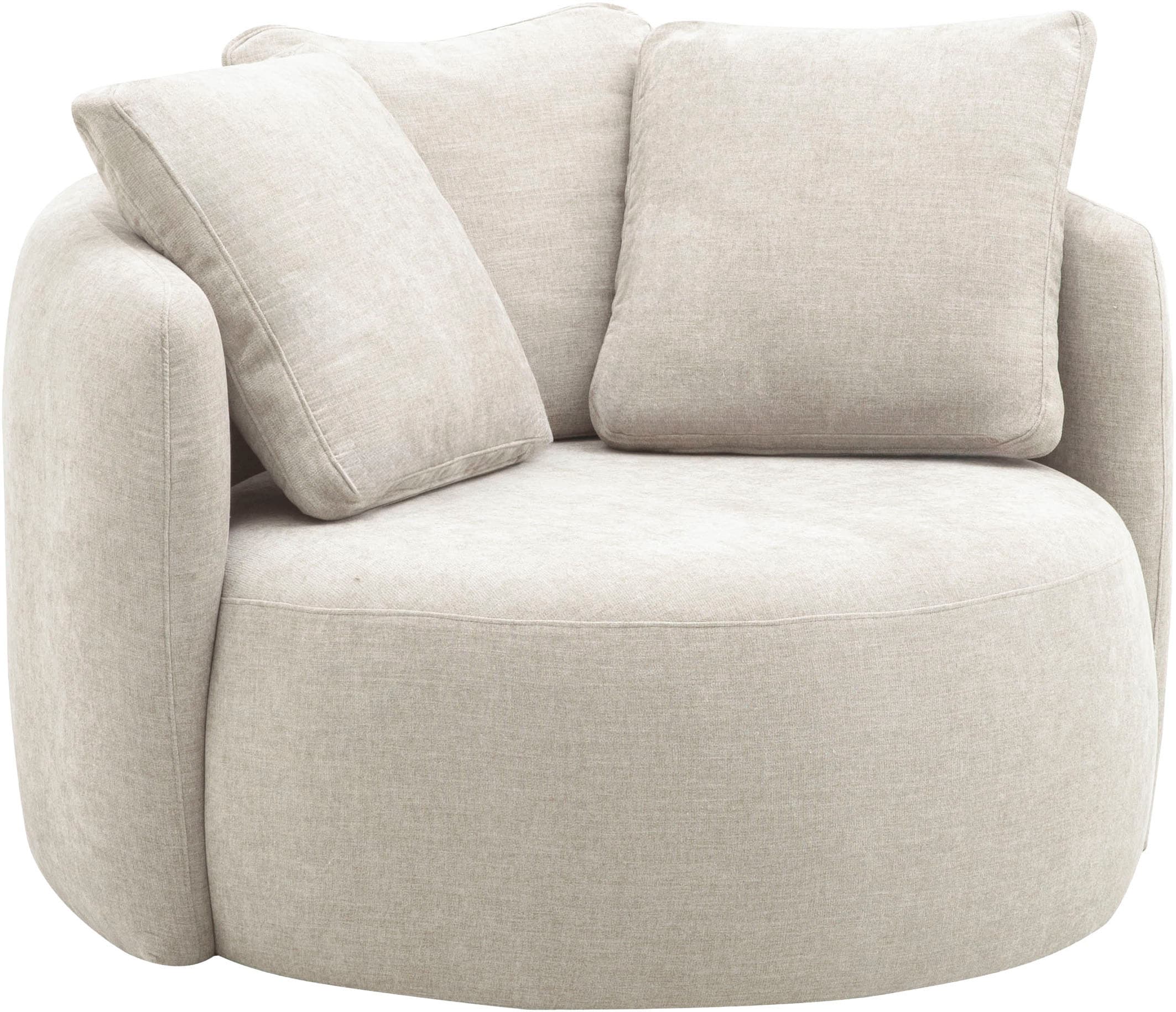 OTTO home Sessel »Kaarl, moderner Rundsessel, Loungesessel, Loveseat« Webstoff, in fünf Farben, inkl. Rückenkissen, zeitloses Design