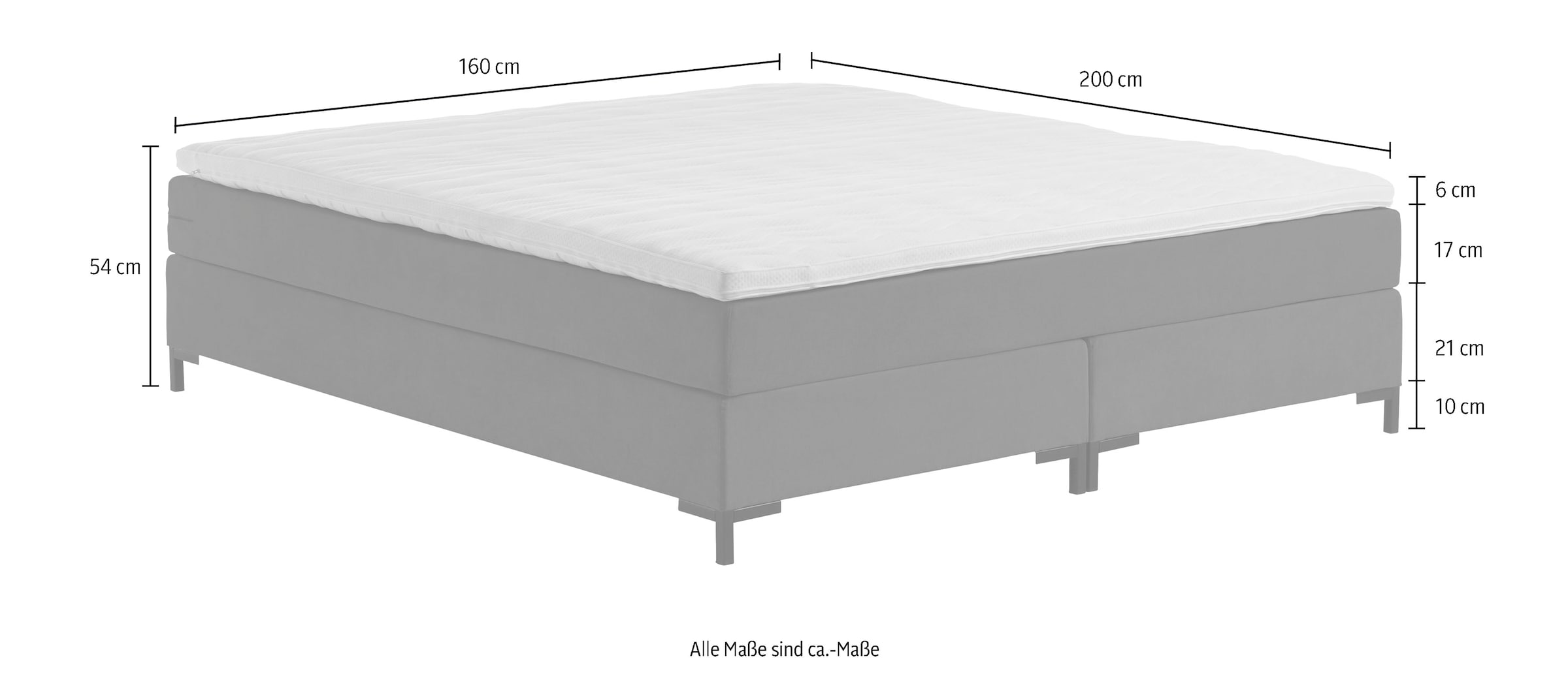 ATLANTIC home collection Boxspringbett »Romy«, ohne Kopfteil, frei im Raum stellbar