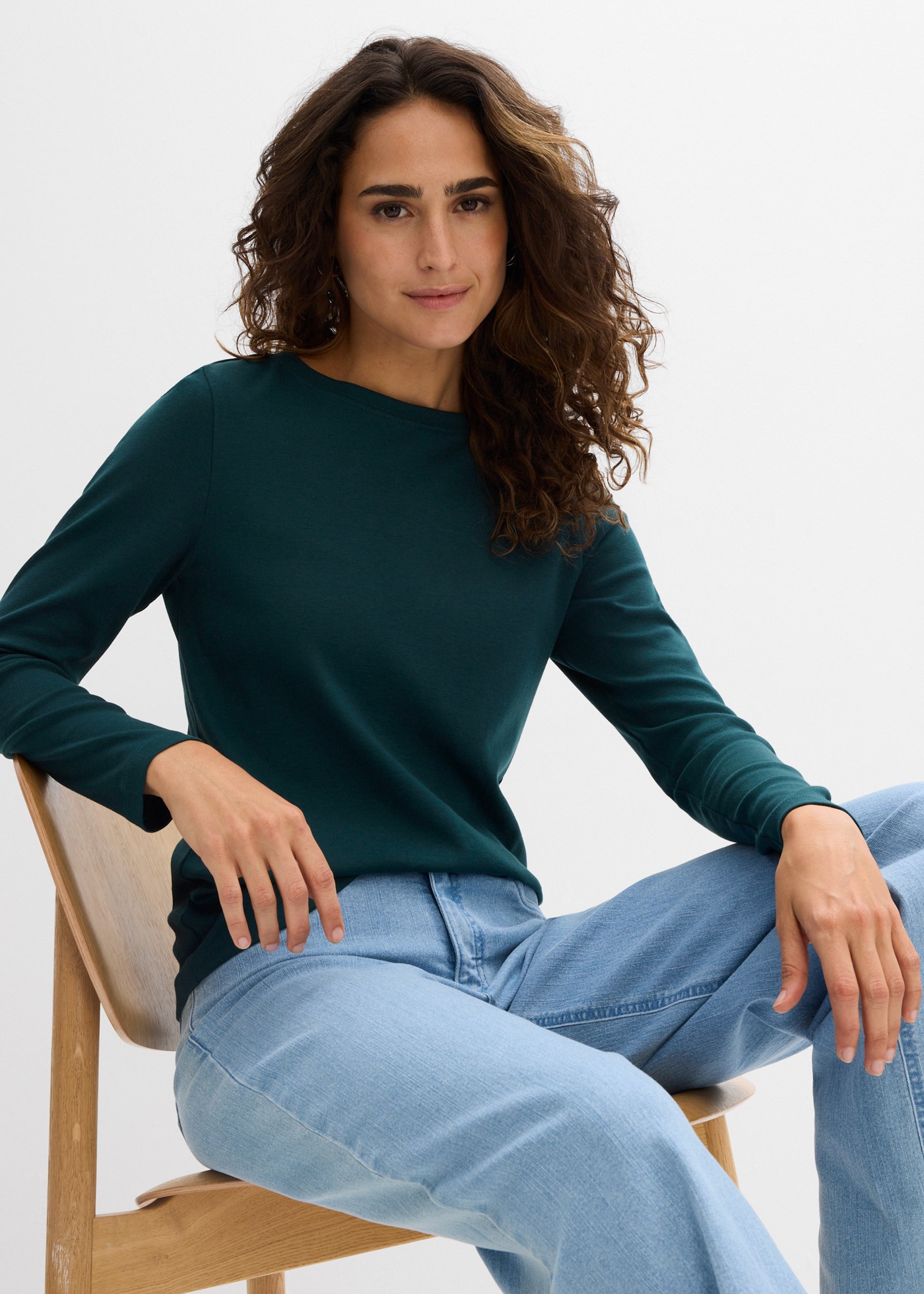 bonprix Langarmshirt eng anliegende Passform, lange Ärmel, für Frühling und Sommer