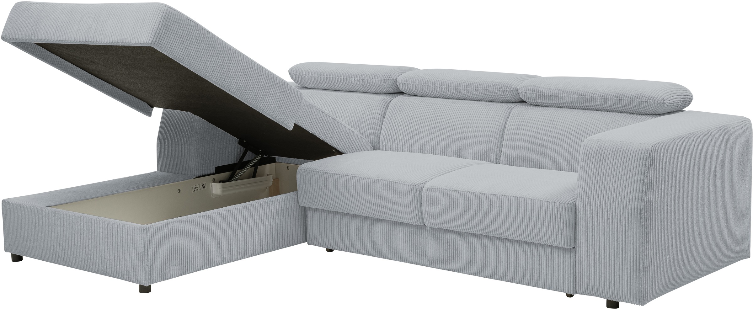 WERK2 Ecksofa »Cherry, modernes Sofa mit Komfortfunktionen, Breite 270cm, L-Form,«, bequem, mit verstellbaren Kopfteilen, Schlaffunktion und Bettkasten