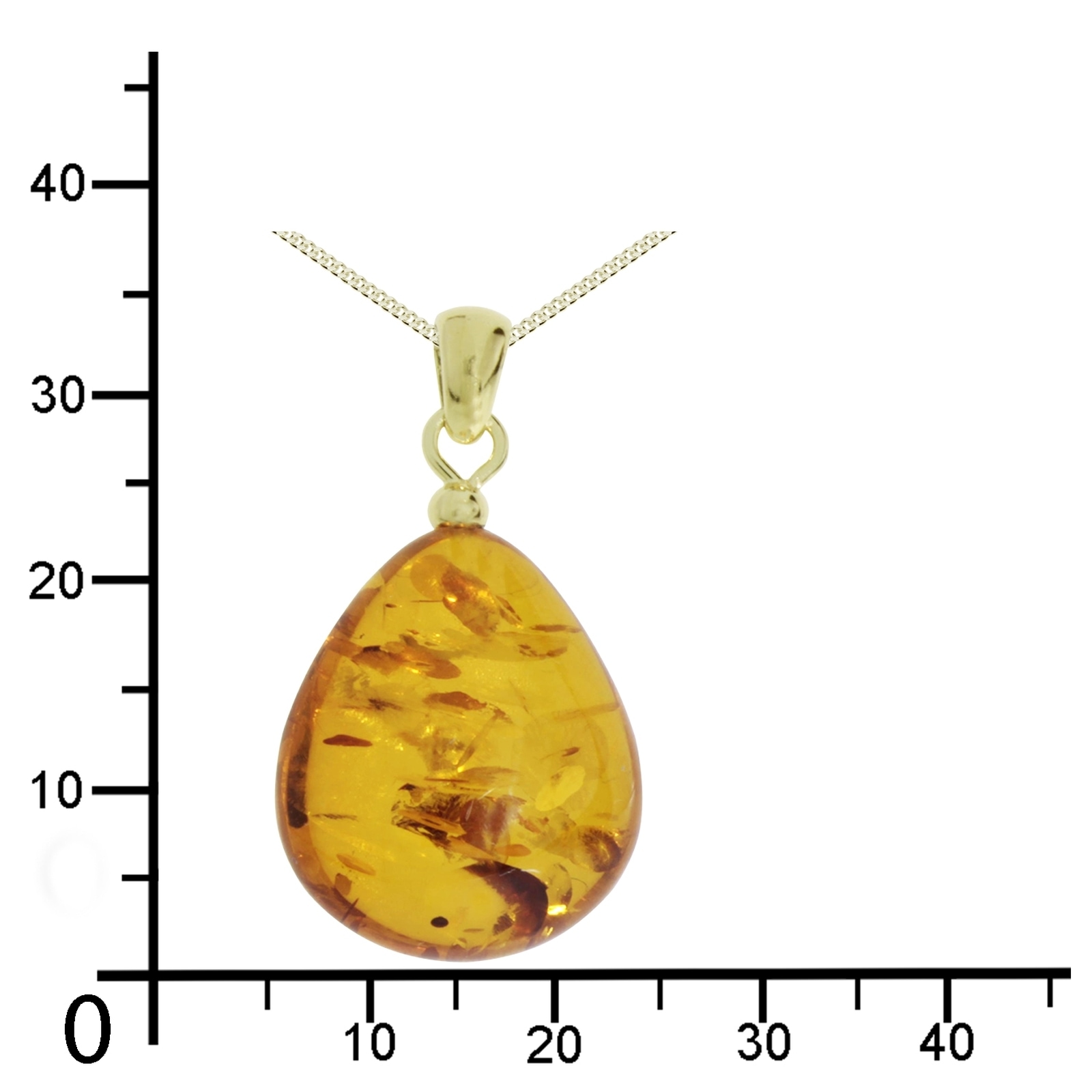 OSTSEE-SCHMUCK Kette mit Anhänger »Ostsee-Schmuck Kette mit Anhänger Tropfen flach, ca. 22 mm lang«, (2 tlg.)