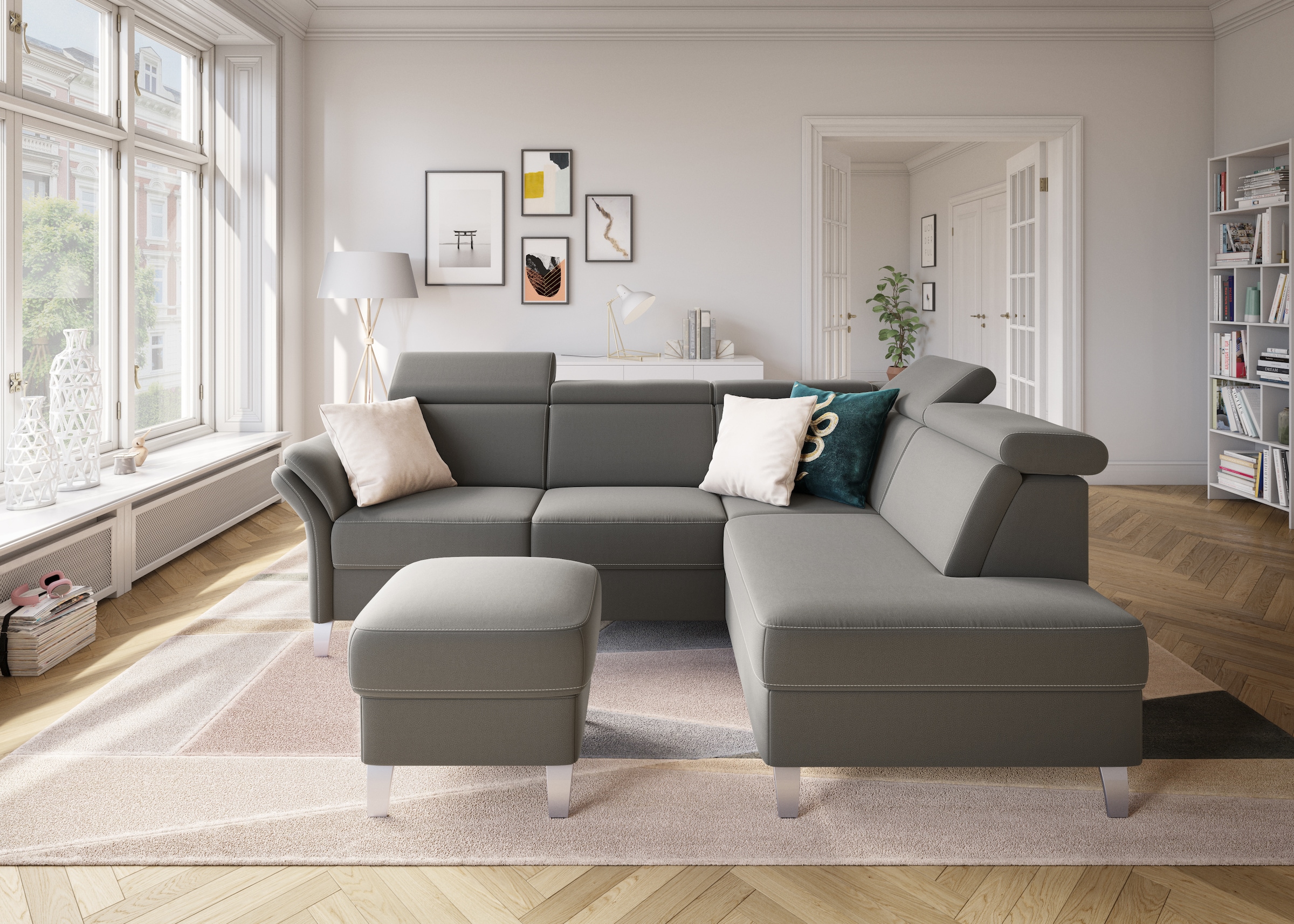sit&more Ecksofa "Vincenzo L-Form" inklusive Kopfteilverstellung, optional Schlaffunktion & Bettkasten