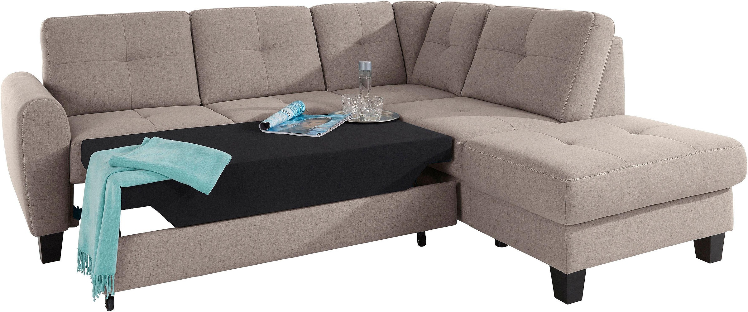 sit&more Ecksofa »Varese L-Form«, mit Federkern, wahlweise mit Bettfunktion und Stauraum