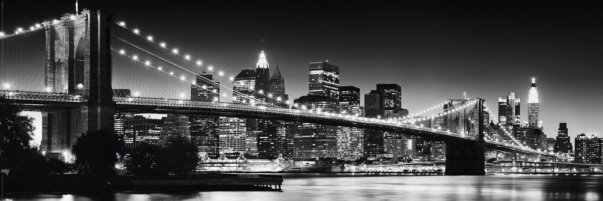 Reinders Bild "New York - Brooklyn Bridge black &", 90/30 cm günstig online kaufen