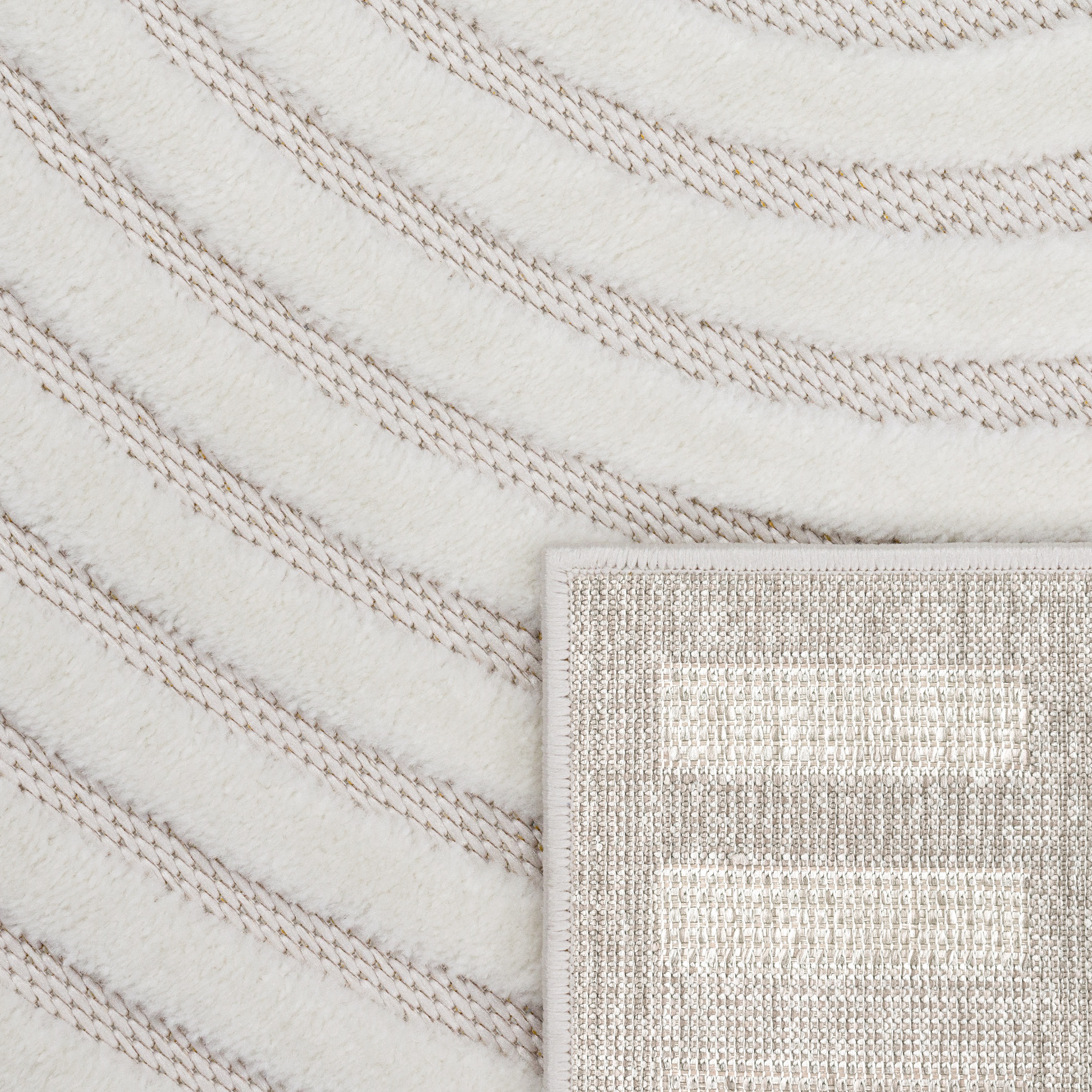 Teppich PACO HOME "Livorno 674", beige (creme), H:14mm Ø:200cm, Polypropylen, Teppiche, Teppich, Uni-Farben, Scandi, Regenbogen, Hoch-Tief Effekt, Outdoor geeignet 3