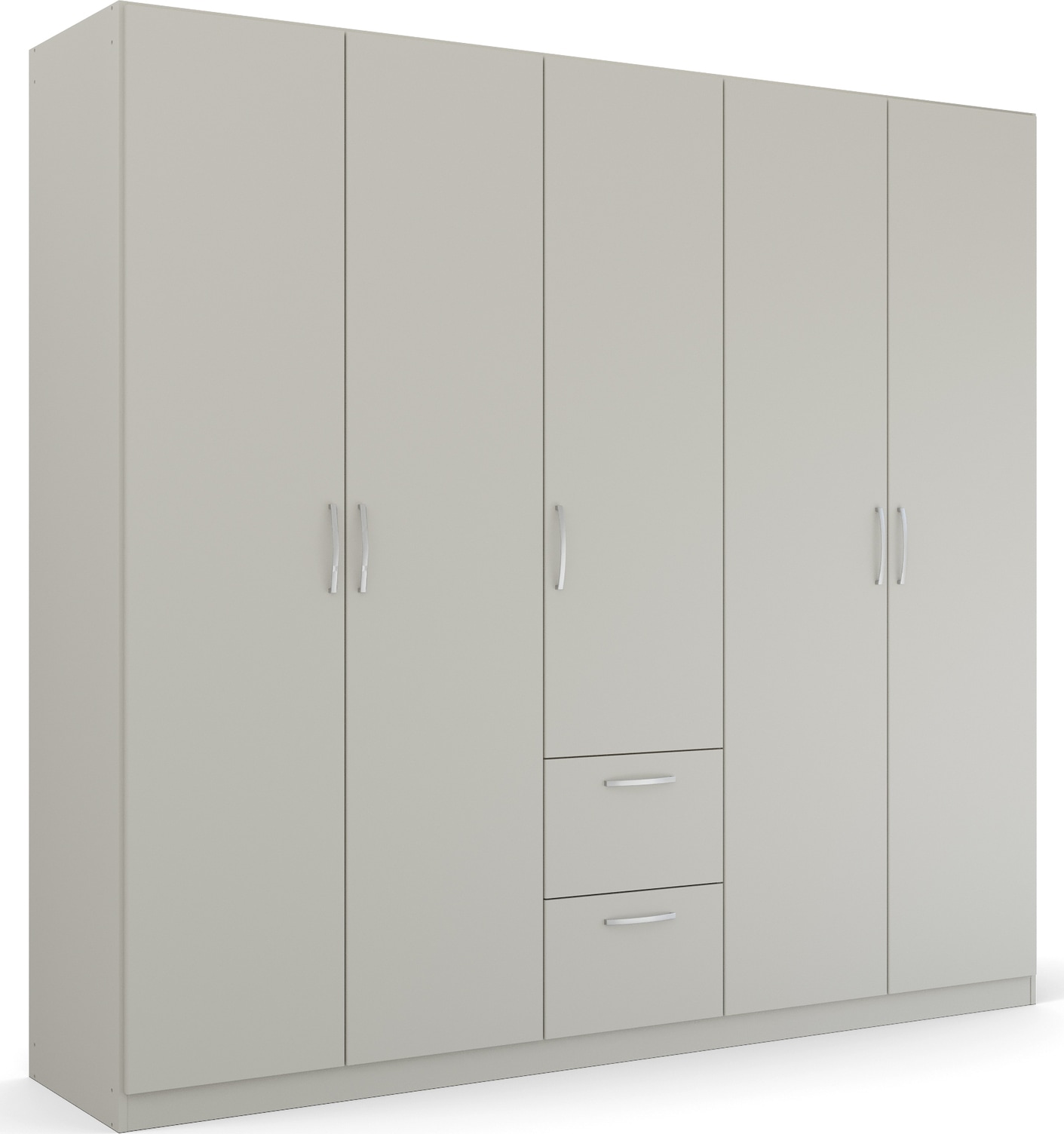 rauch Drehtürenschrank "Kleiderschrank Schrank Garderobe Ankleide PURE BY QUADRA SPIN" Breiten: 181/226/271 cm, Höhe 210 cm, in puristischem Design mit Griffen in Alufarben MADE IN GERMANY