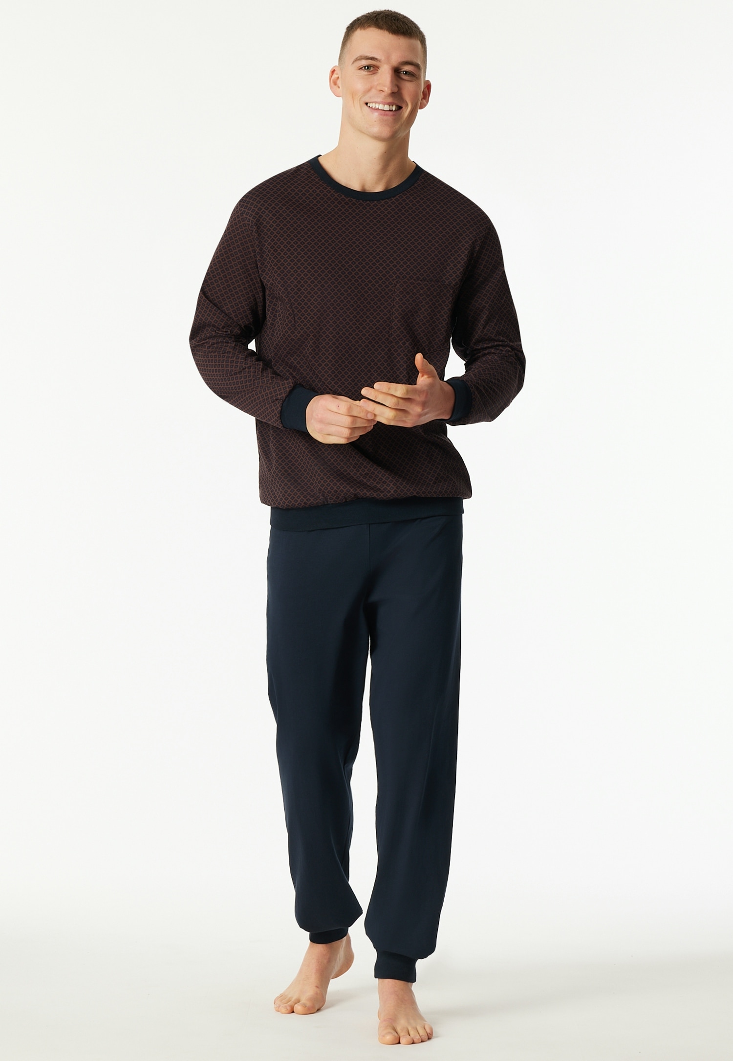 Schiesser Schlafanzug "Comfort Essentials" 2tlg., 2 tlg. mit angenehmen Bündchen