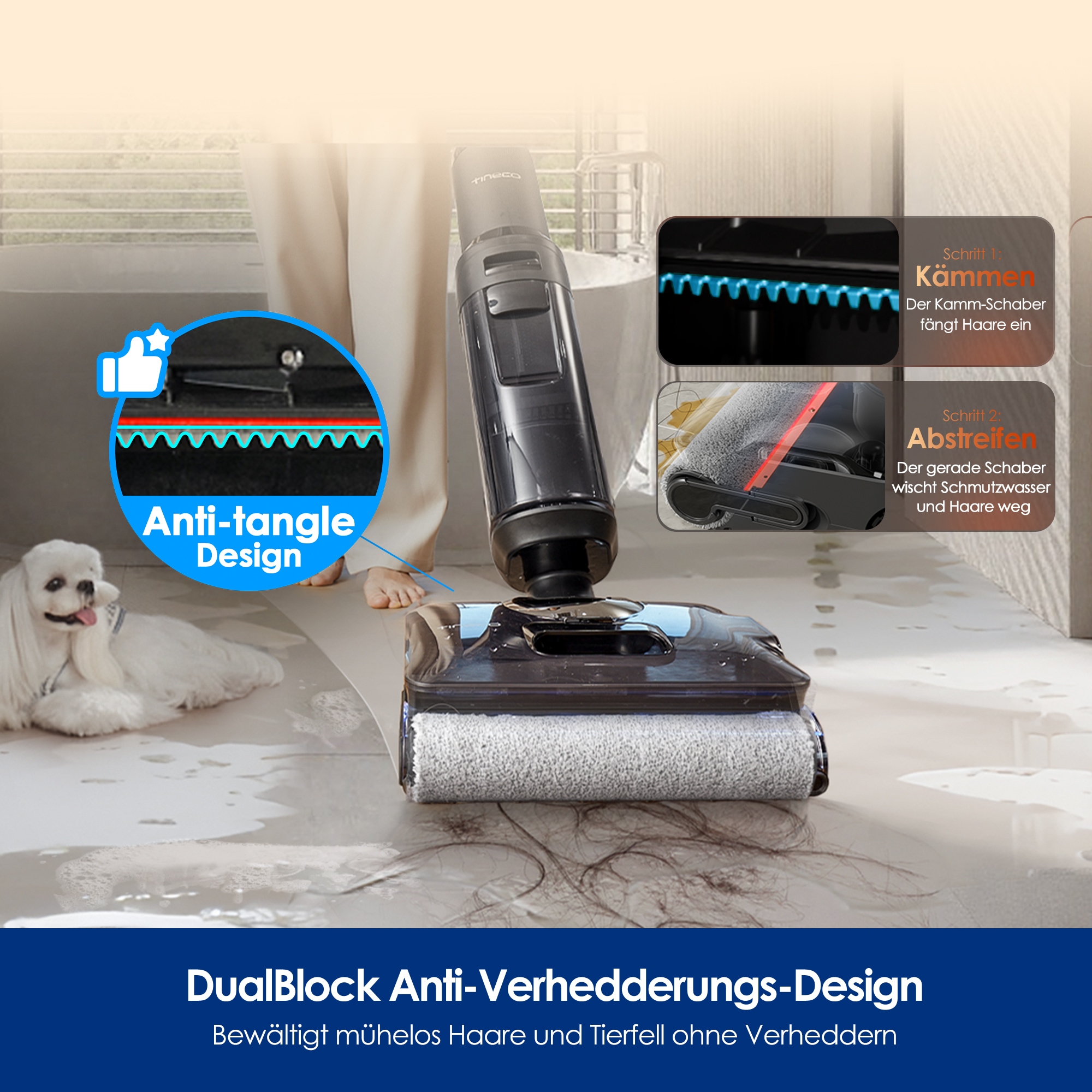 Tineco Nass-Trocken-Sauger »FLOOR ONE S7 Stretch Steam Plus« mit 160°C Dampfreinigung, Selbstantrieb, 80 Minuten