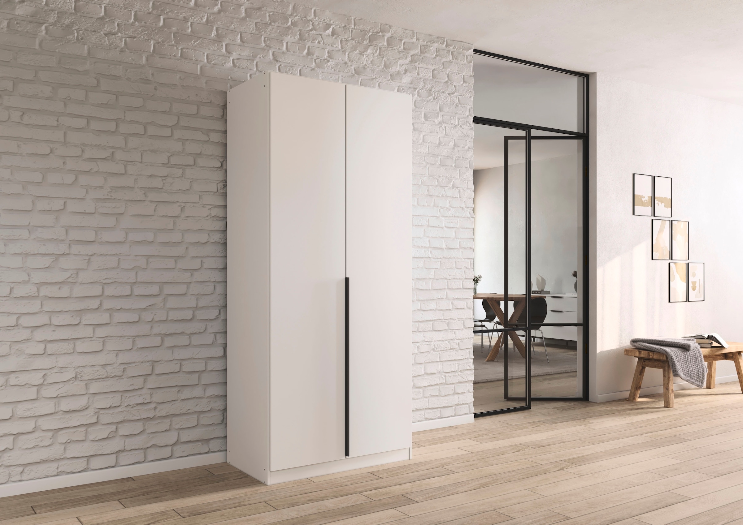 rauch Drehtürenschrank »Kleiderschrank Schrank Garderobe AGORDO TOPSELLER Schlafzimmer«, (in zwei Griff-Farben mit Dekor- oder Hochglanzfront), durchdachte Innenausstattung, in 6 Breiten und 2 Höhen MADE IN GERMANY