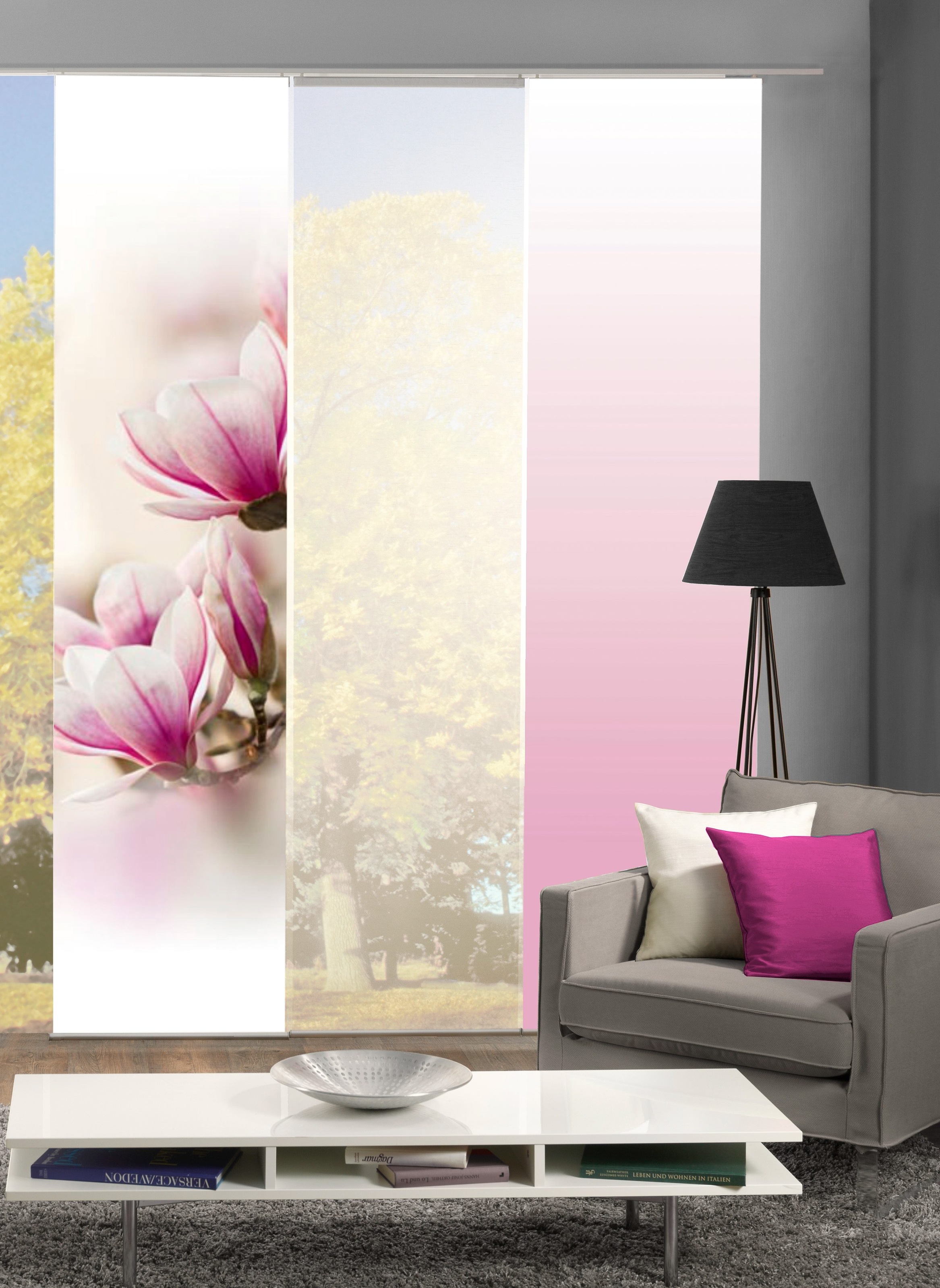 HOME WOHNIDEEN Schiebegardine "MAGNONE" Klettband 3 Stk. tlg. HxB: 245x60, günstig online kaufen