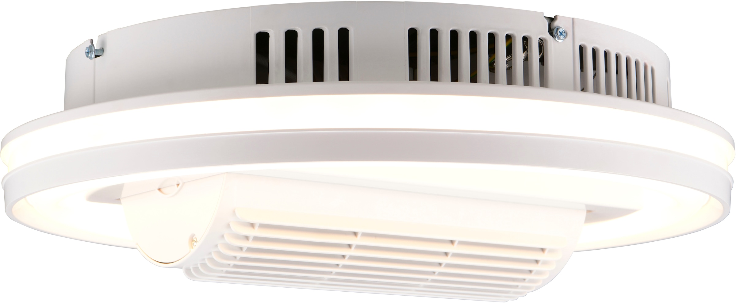 REALITY Leuchten LED Deckenleuchte »KURULA mit Ventilator, schwenkbarer Deckenventilator mit 37W LED« LED-Board 1 Stk. Farbwechsler | warmweiß - kaltweiß 6-Stufen Ventilator Vor- & Rücklauf, Fernbedienung CCT dimmbar