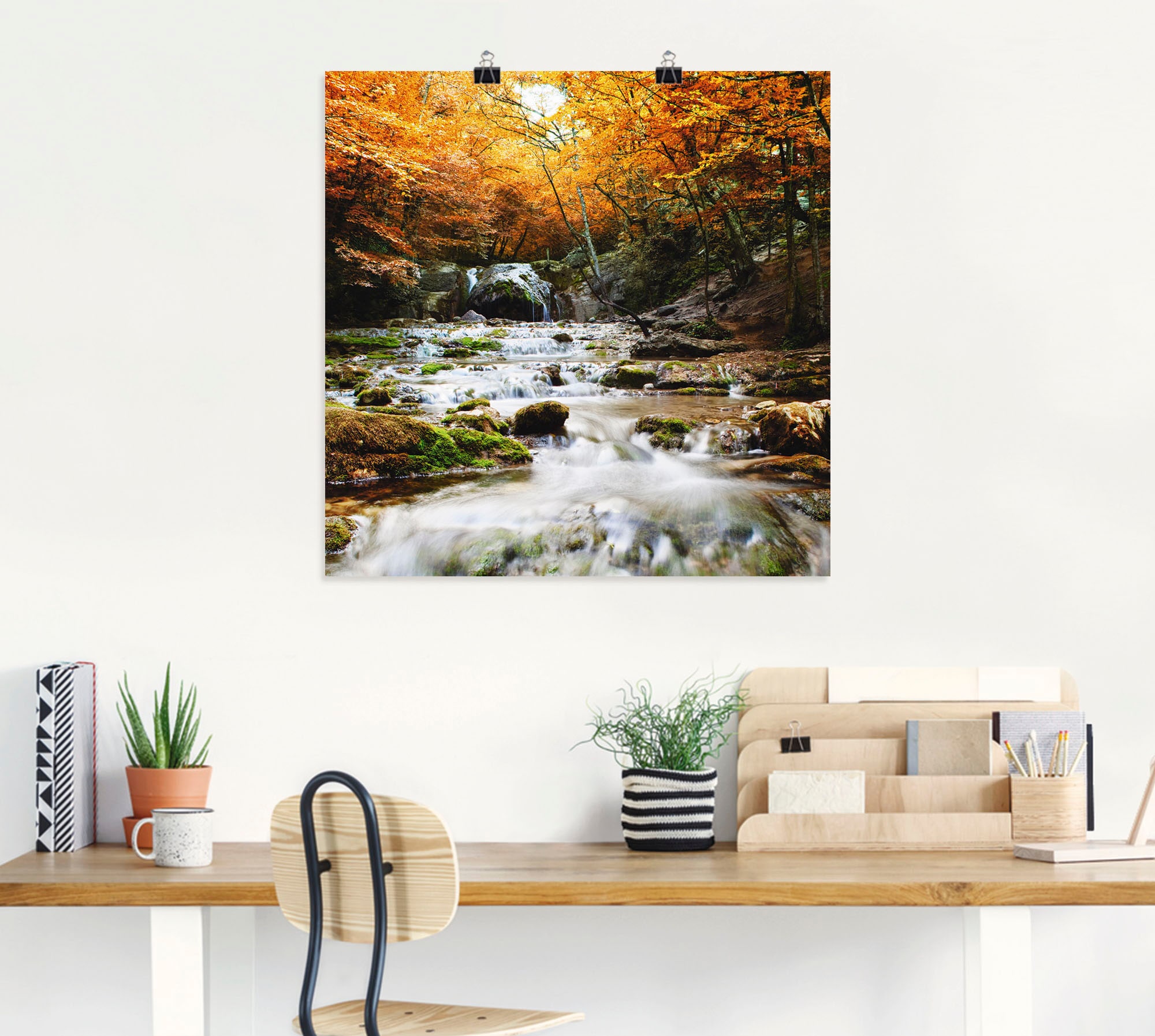 Artland Wandbild »Herbstlicher Wasserfall«, Gewässer, (1 St.), als Poster, Wandaufkleber in verschied. Größen