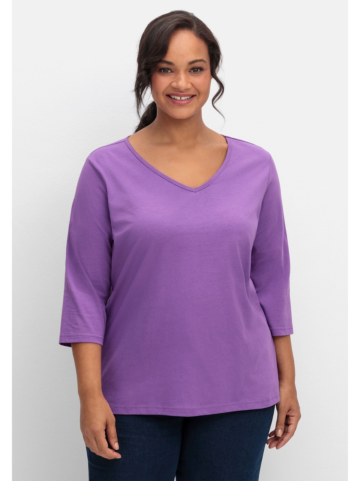 Sheego 3/4-Arm-Shirt »Große Größen« su V-Auss...