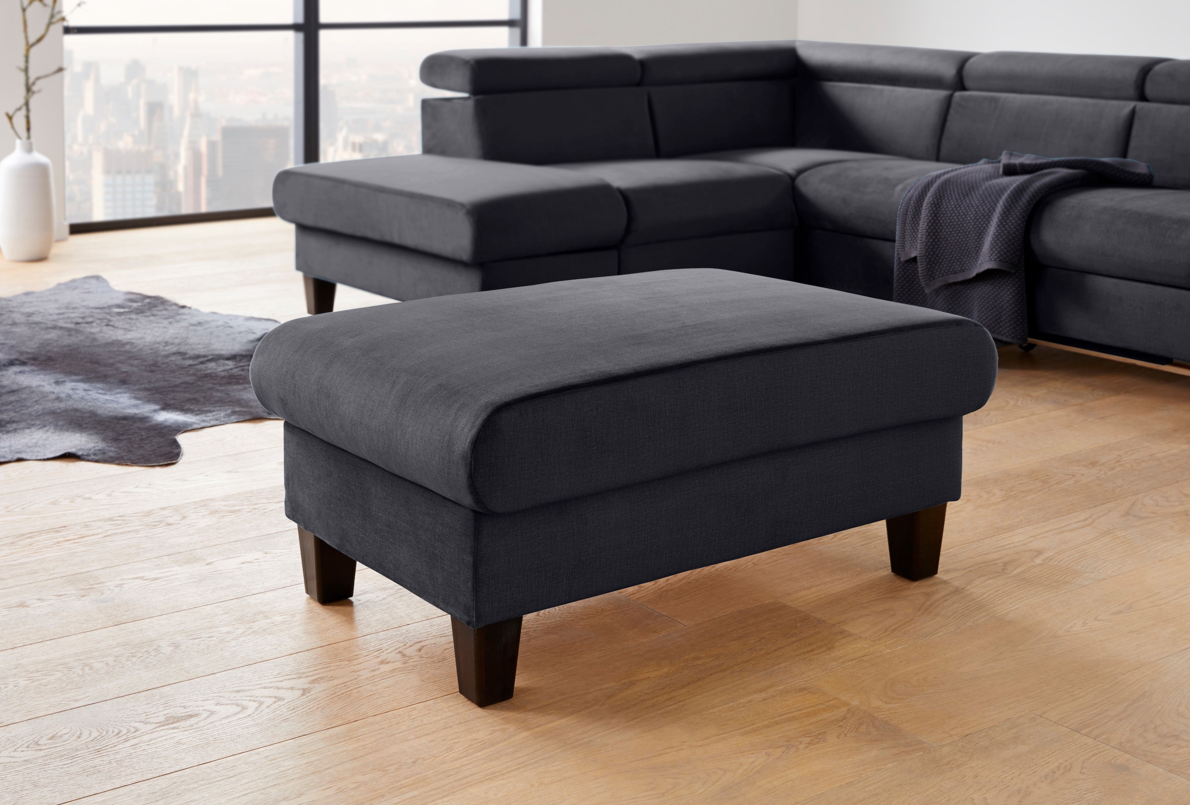 COTTA Polstergarnitur »Morven L-Form« Set,  Set bestehend aus: Ecksofa mit Kopfteilverstellung & Hocker