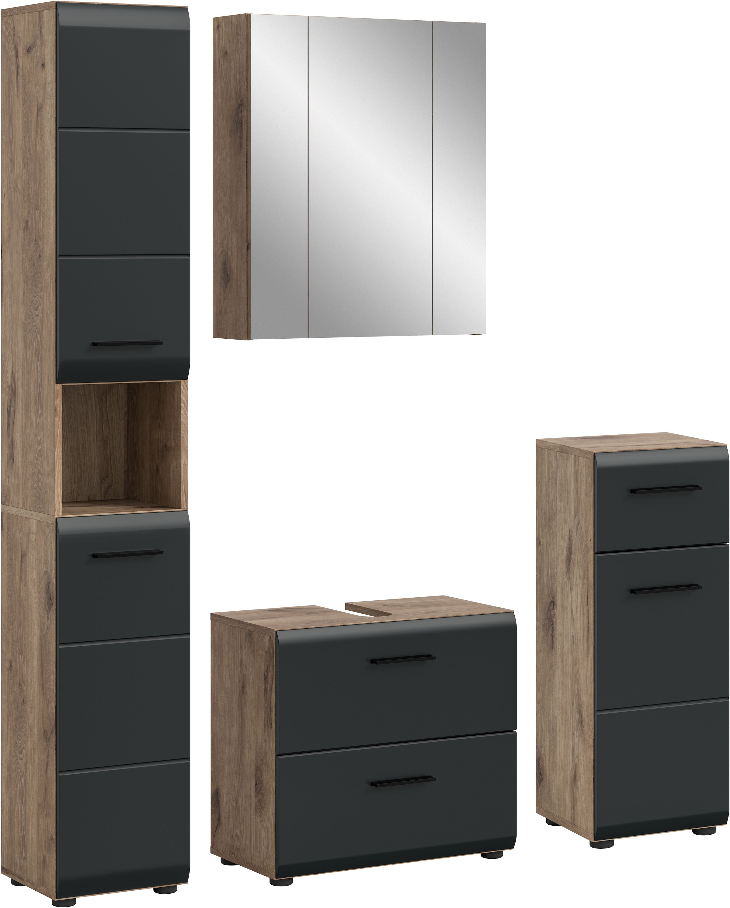 INOSIGN Badezimmer-Set, (Set, 4 St.), Florenz, Badkombination 4-tlg., Nox O günstig online kaufen