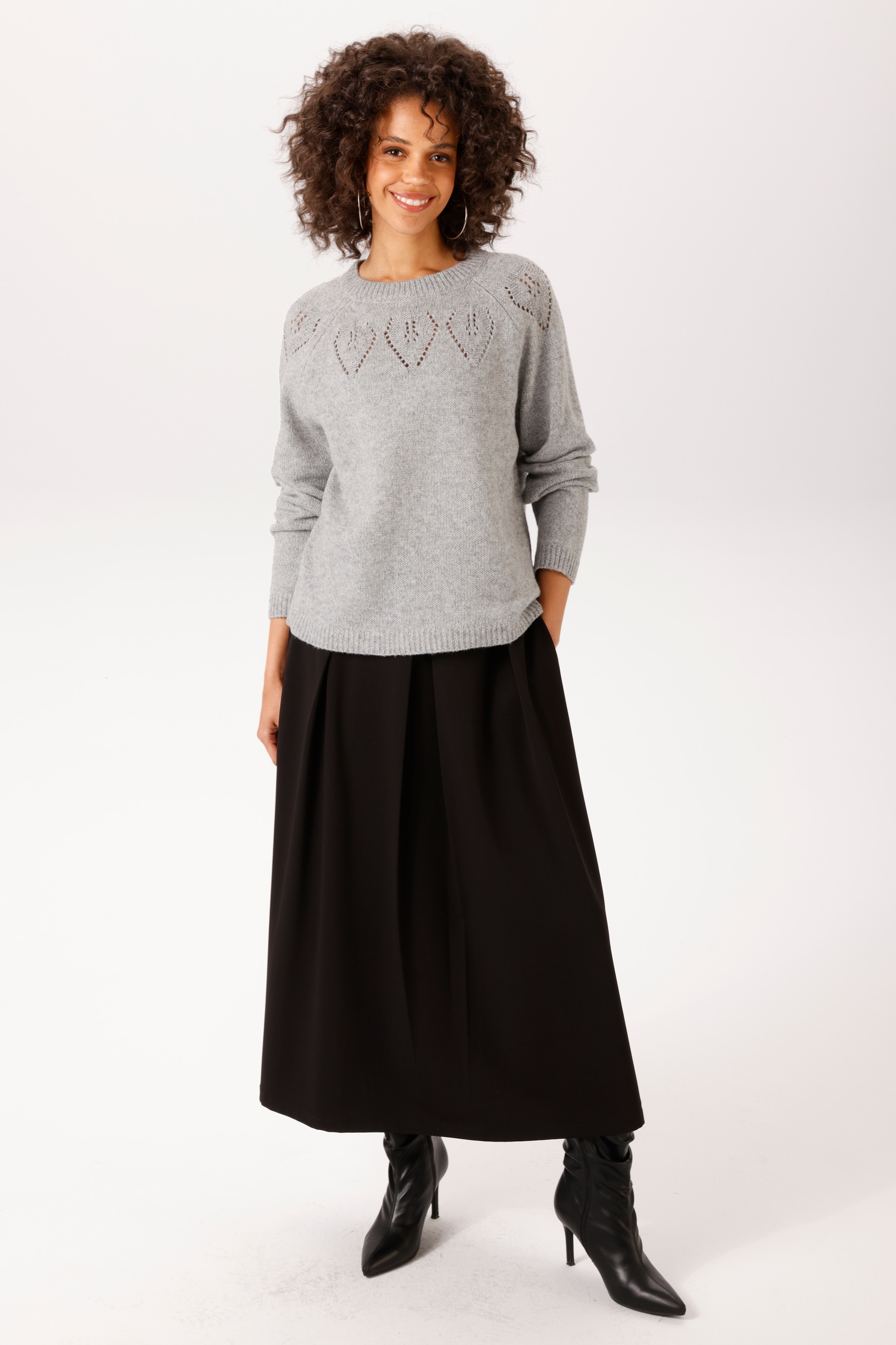 Aniston CASUAL Strickpullover mit blattförmigen Ajour-Muster - NEUE KOLLEKTION