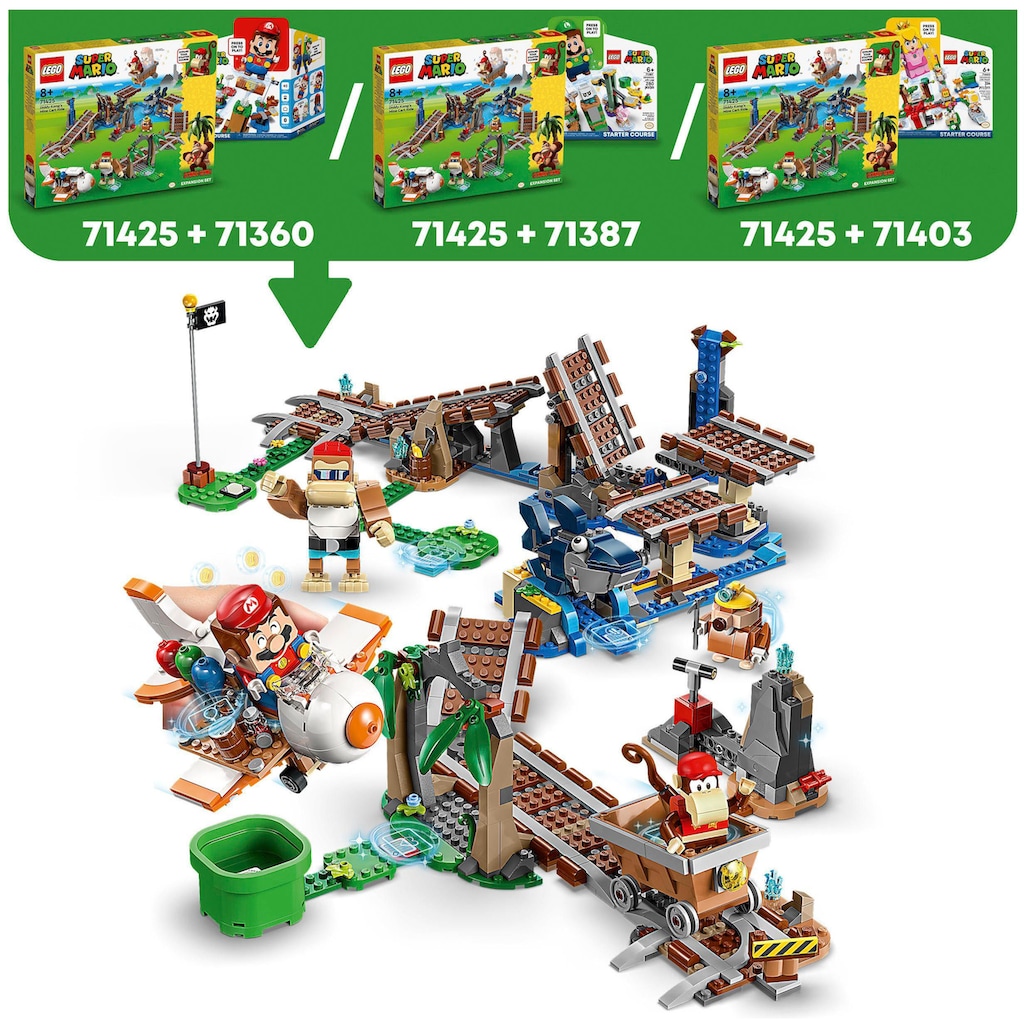 LEGO® Konstruktionsspielsteine »Diddy Kongs Lorenritt – Erweiterungsset (71425), LEGO® Super Mario«, (1157 St.), Made in Europe