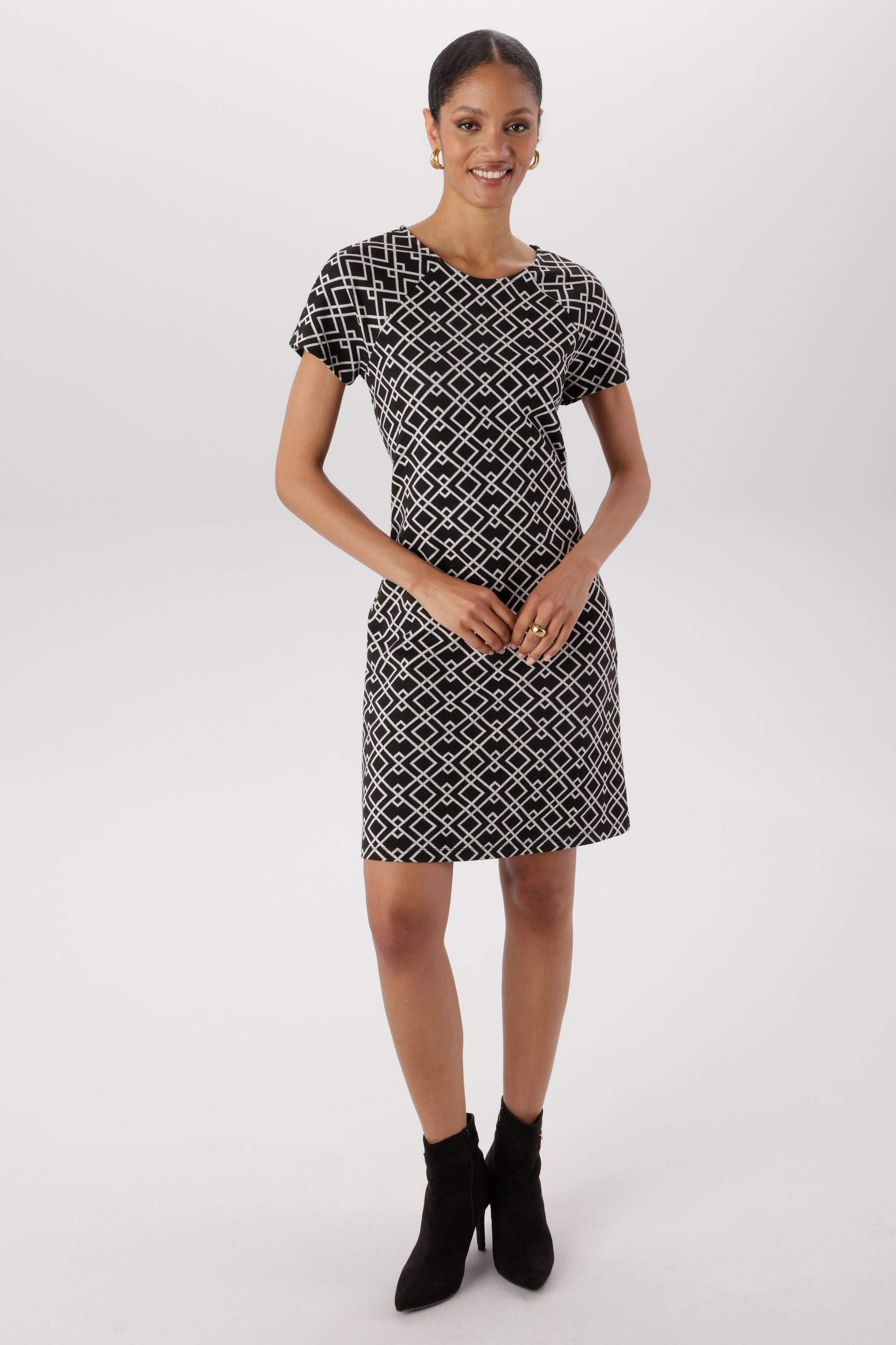 Aniston SELECTED Jerseykleid mit trendiger Jaquardmusterung - NEUE KOLLEKTION