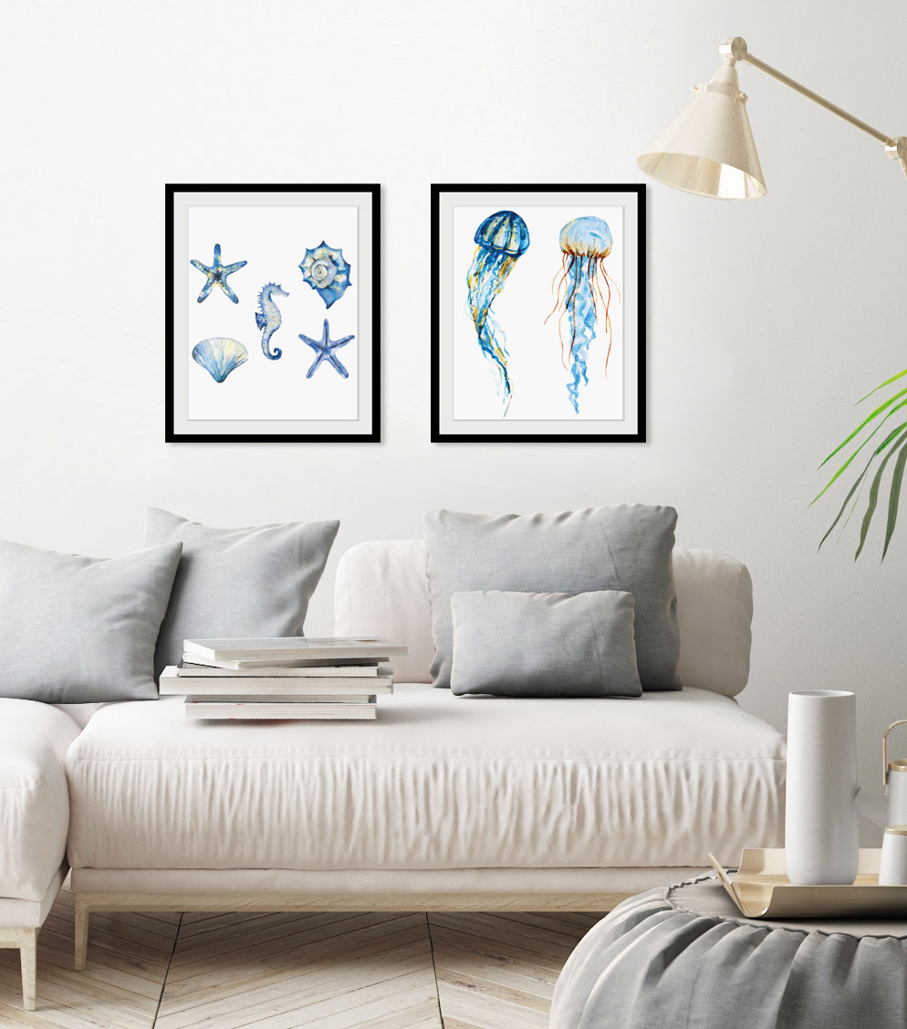 queence Bild "Alexander" Kunst Meer Wassertiere 1 Stk. tlg. HD Premium Poster-Druck inkl. Holzrahmen