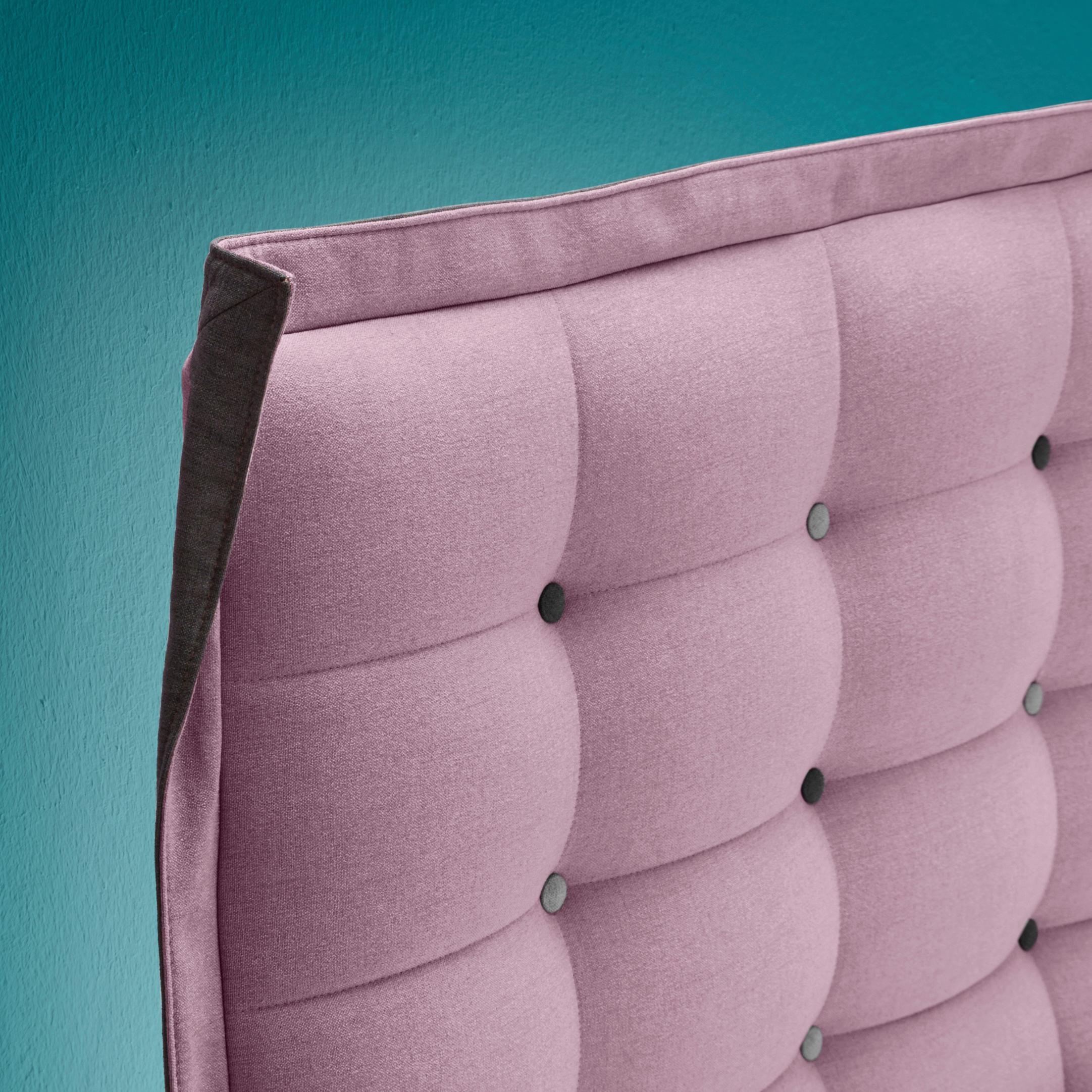 Boxspringbett HOME AFFAIRE "Sagres", rosa (rosé), B:155cm L:210cm, Feinstruktur(100% Polyester);Bezug der Spiegelfläche Matratzendrell aus 100% Polyester, Komplettbetten, Boxspringbett, Kopfteil mit 2farbiger Flatterbiese und zweifarbigen Knöpfen 3