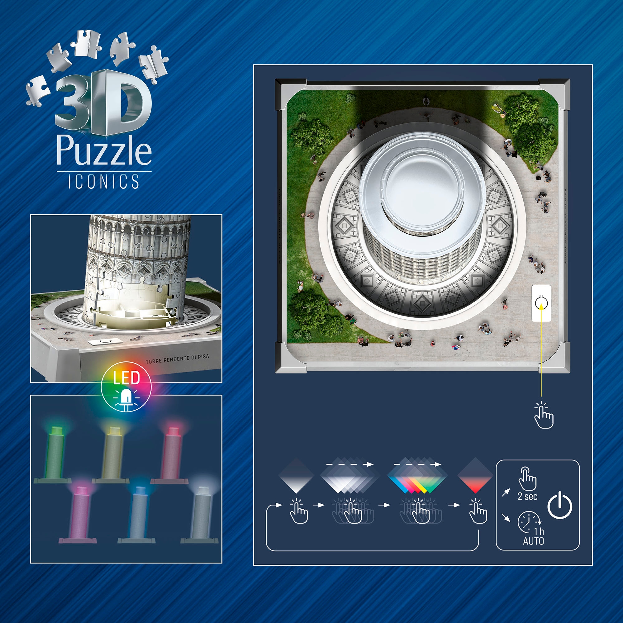 Ravensburger 3D-Puzzle »Iconics: Schiefer Turm von Pisa - mit Licht«, Made in Europe