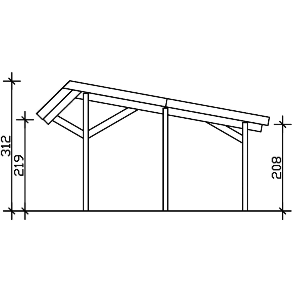 Skanholz Doppelcarport »Harz«, Nadelholz, 291 cm, Nussbaum, 624x560cm mit schwarzen Schindeln