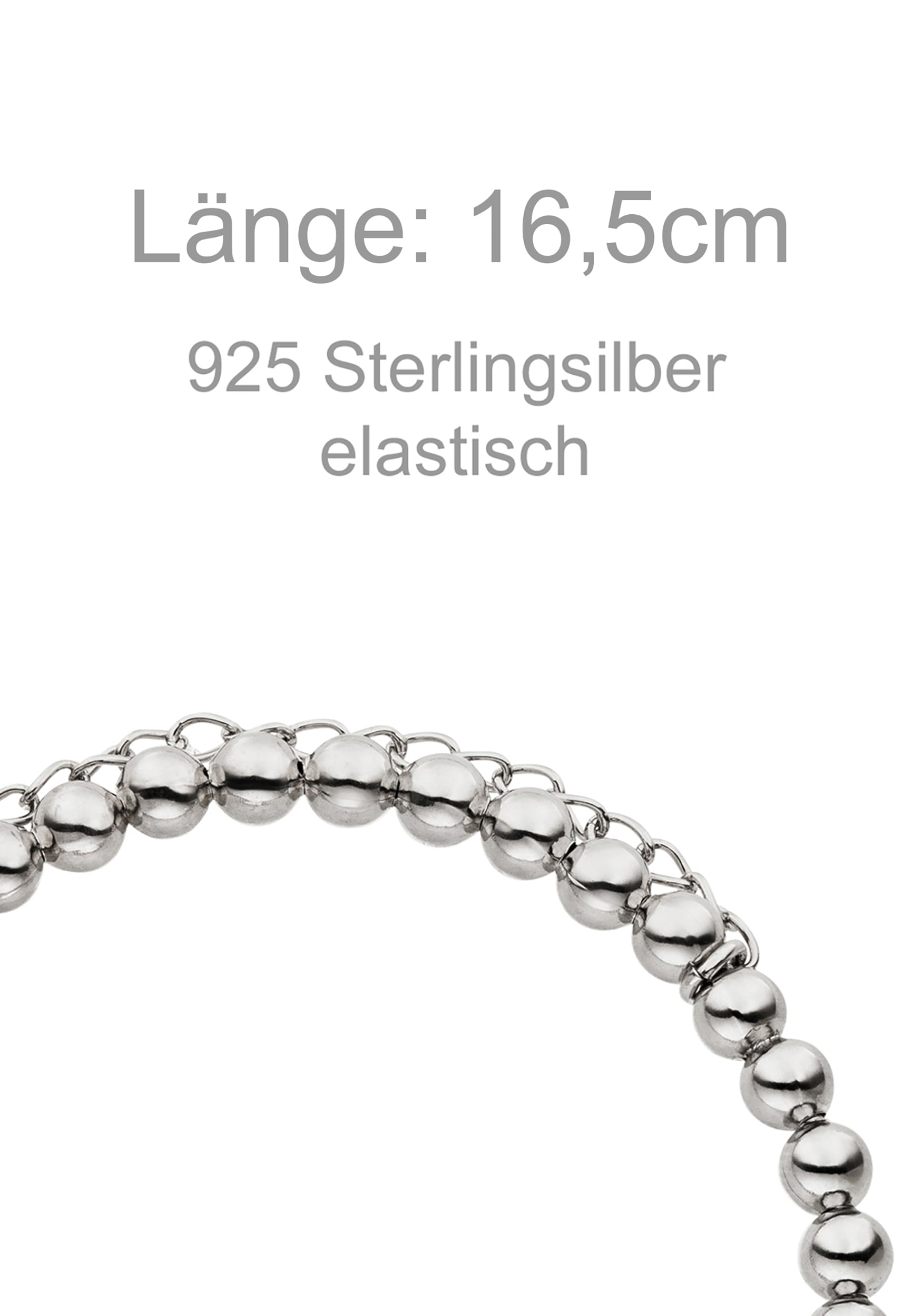 JOBO Armband »Kugelarmband Layering 16,5 cm« 925 Silber mit Ankerkette und Herzanhänger