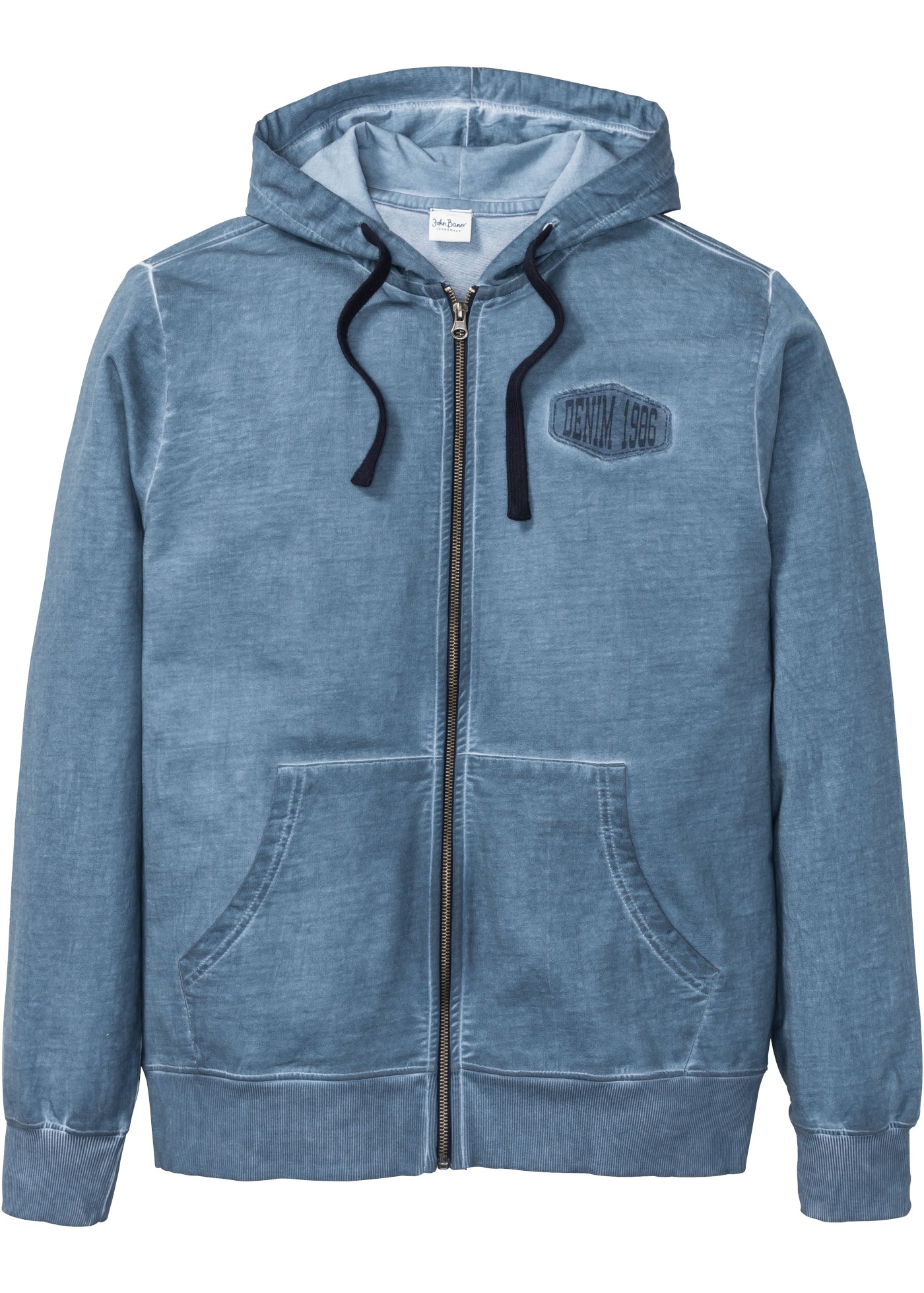 bonprix Kapuzensweatjacke aus Baumwolle, Regular Fit, cool gewaschene Optik, im Casual Stil