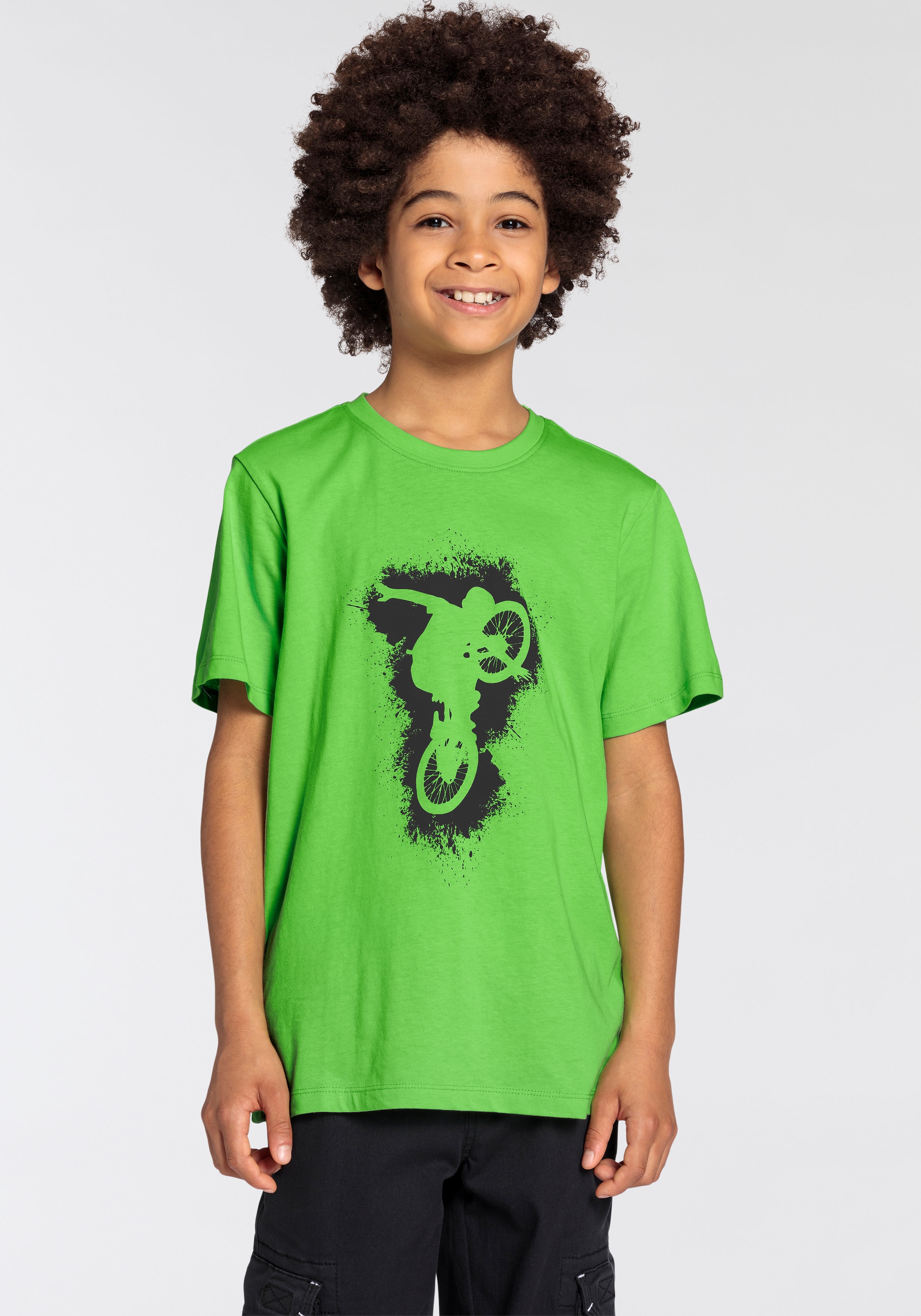 KIDSWORLD T-Shirt »Biker - Druck«, Kurzarm, Basic-Passform, mit stylischem Druck, Rundhalsausschnitt
