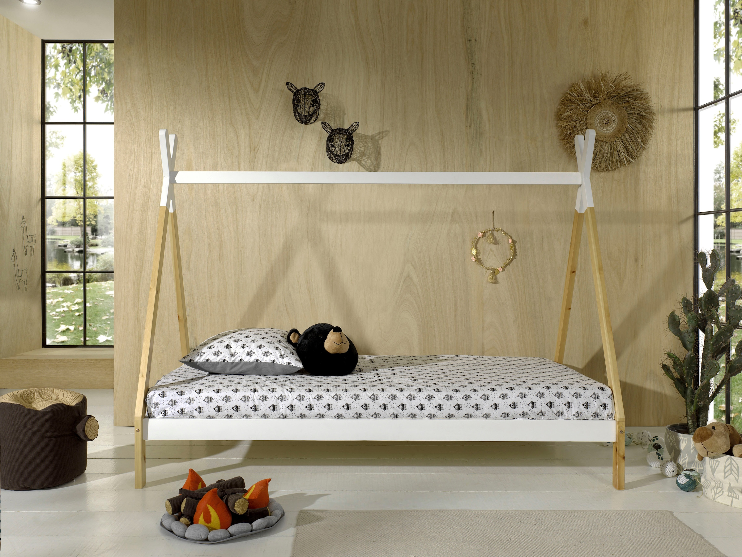 Vipack Kinderbett "TIPI, Kiefer massiv, 2-farbig lackiert, mit Rolllattenro günstig online kaufen