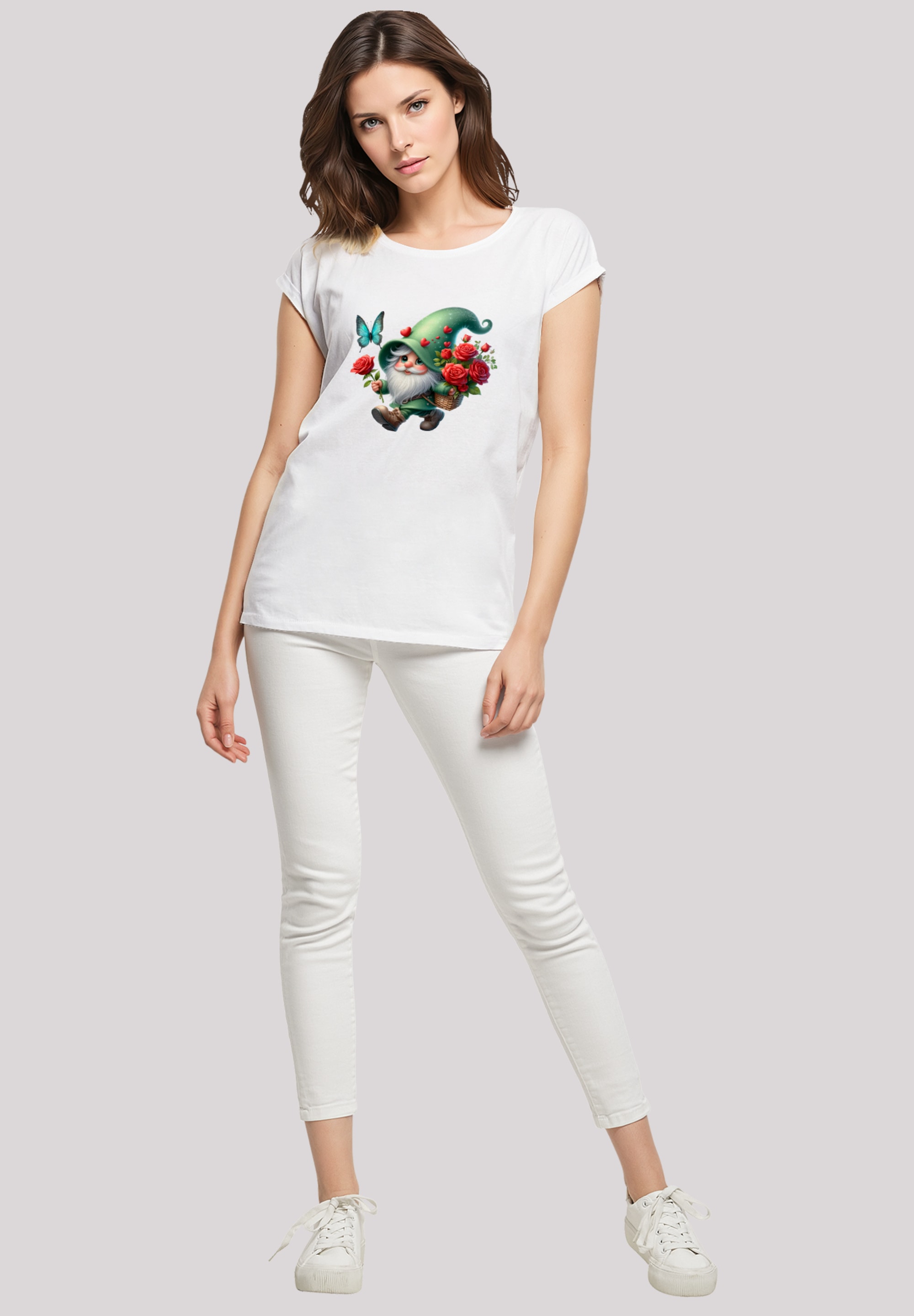 F4NT4STIC T-Shirt »Gnom Frühling Blumen Schmetterling«, Premium Qualität