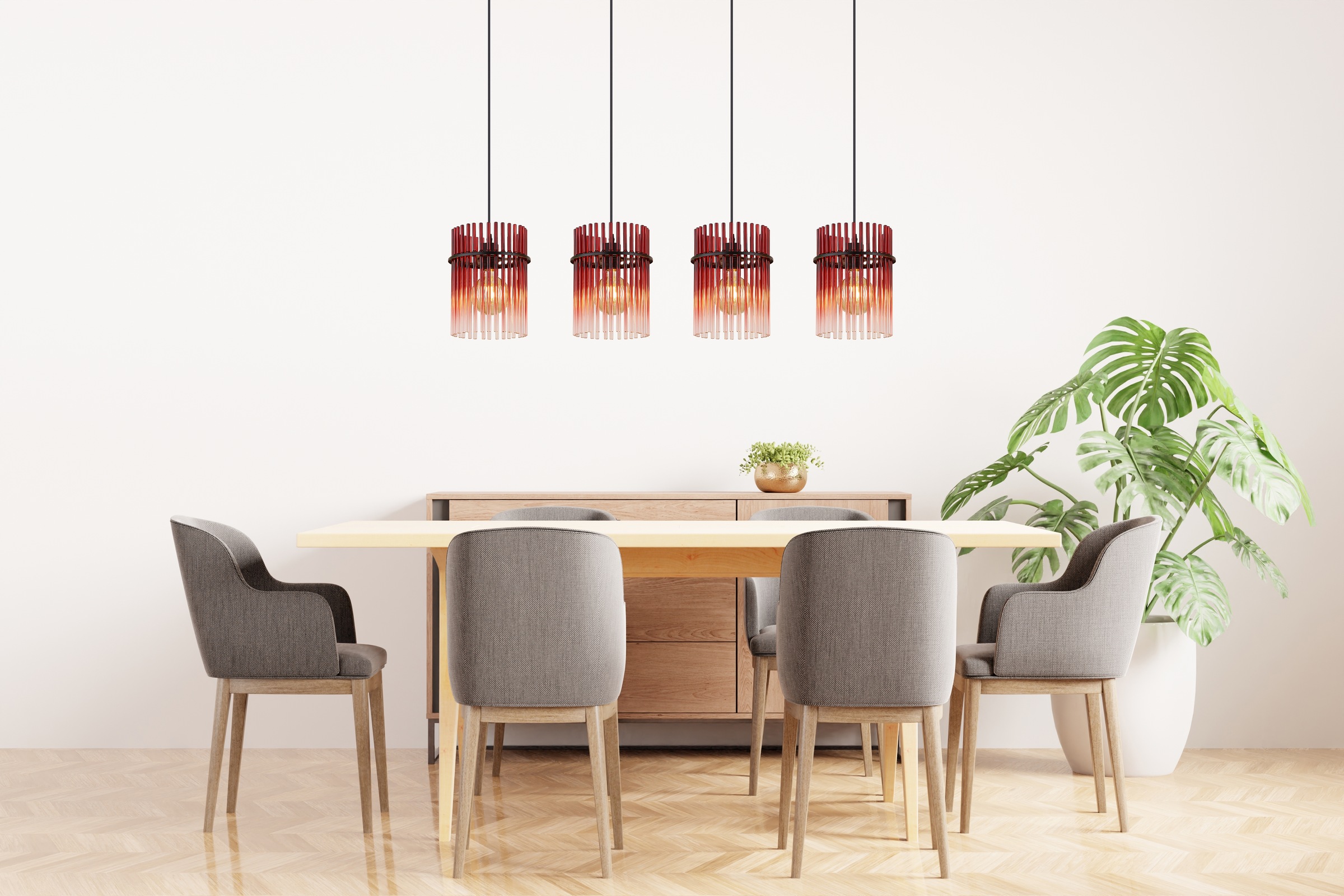 GLOBO LIGHTING Hängeleuchte »GORLEY« E27 1 Stk. Hängelampe Glasstäbe brombeerfarben klar verlaufend elegant Esszimmer