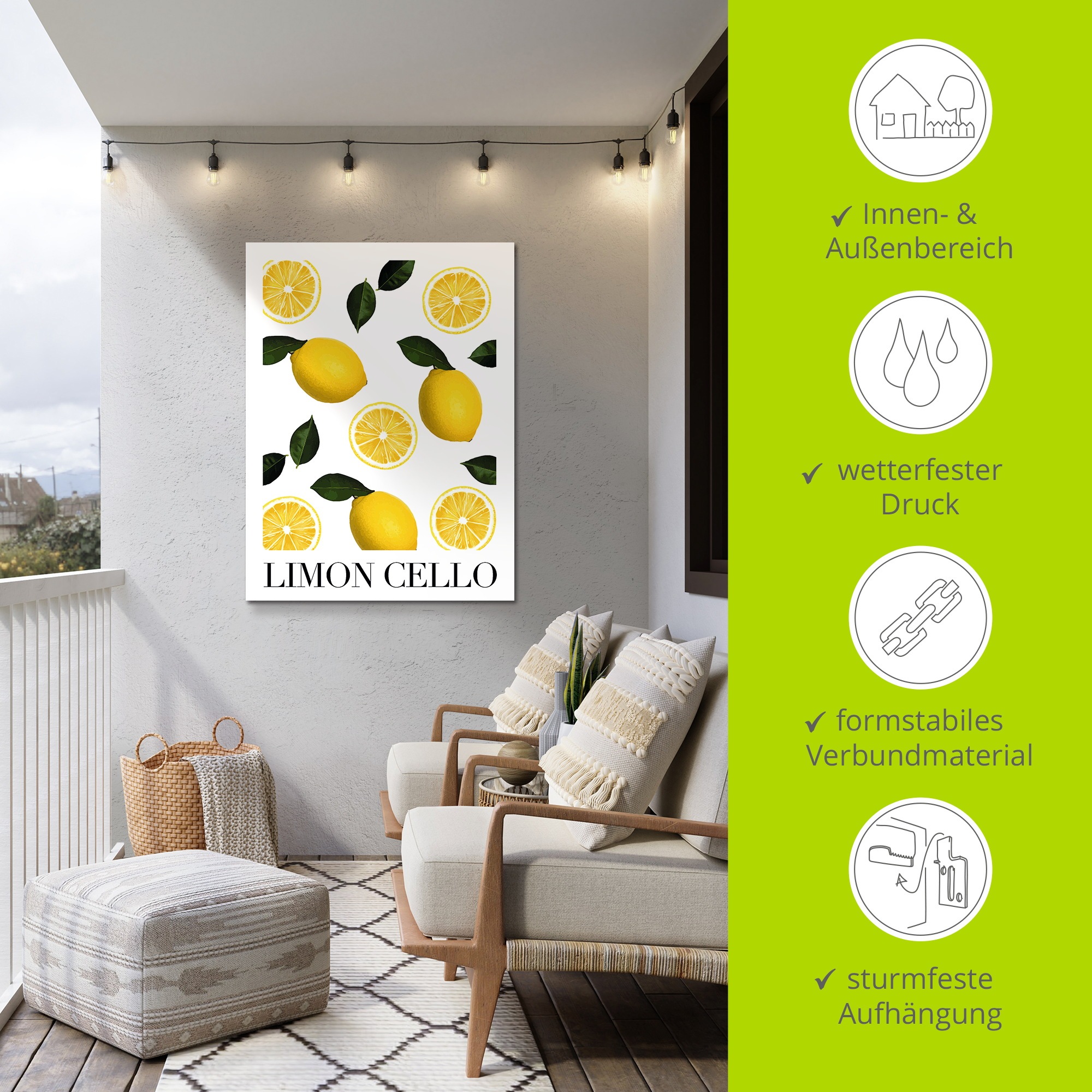 Wandbild ARTLAND "Limon Cello", farbe bild(er): gelb, B:30cm H:40cm, Alu Dibond, Bilder, als Alubild, Leinwandbild, Poster, Wandaufkleber in verschied. Größen 2