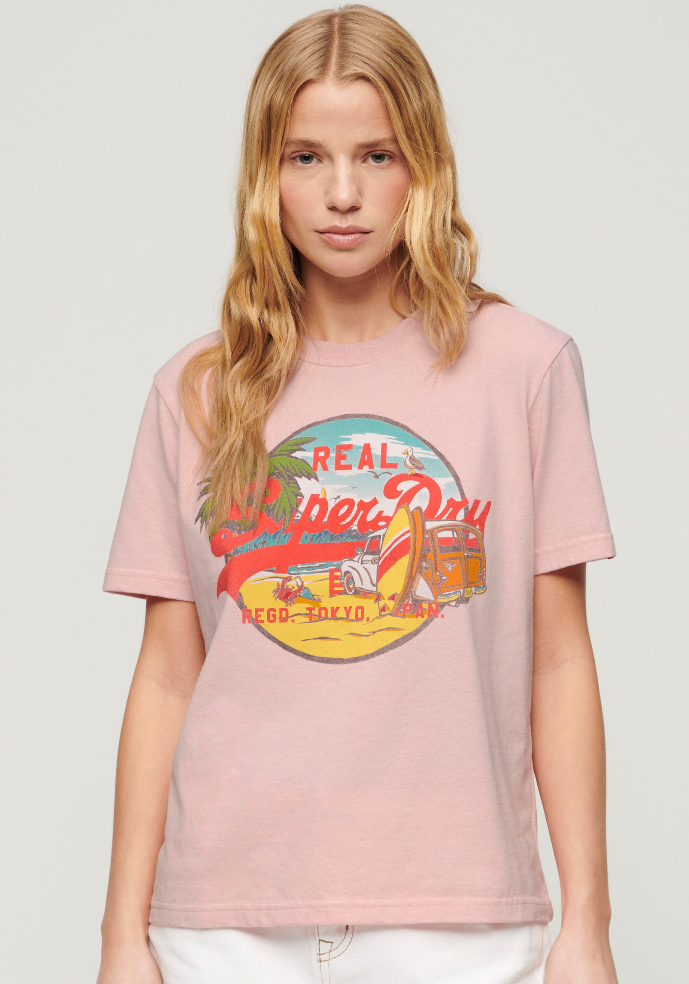 Superdry Kurzarmshirt »LA VL GRAPHIC RELAXED TEE«