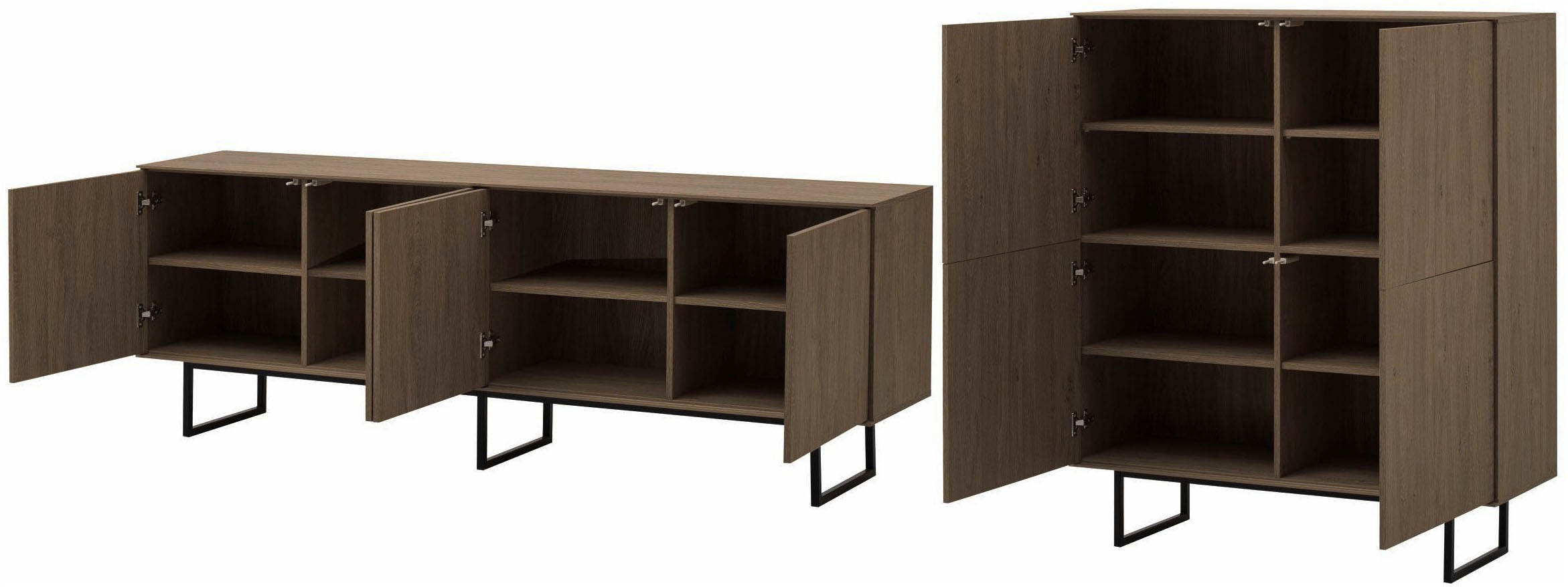 Home affaire Wohnzimmer-Set »Lund, moderne Anbauwand, Wohnzimmer-Set in Stone Oak oder Nussbaum« 2 Stk. tlg.