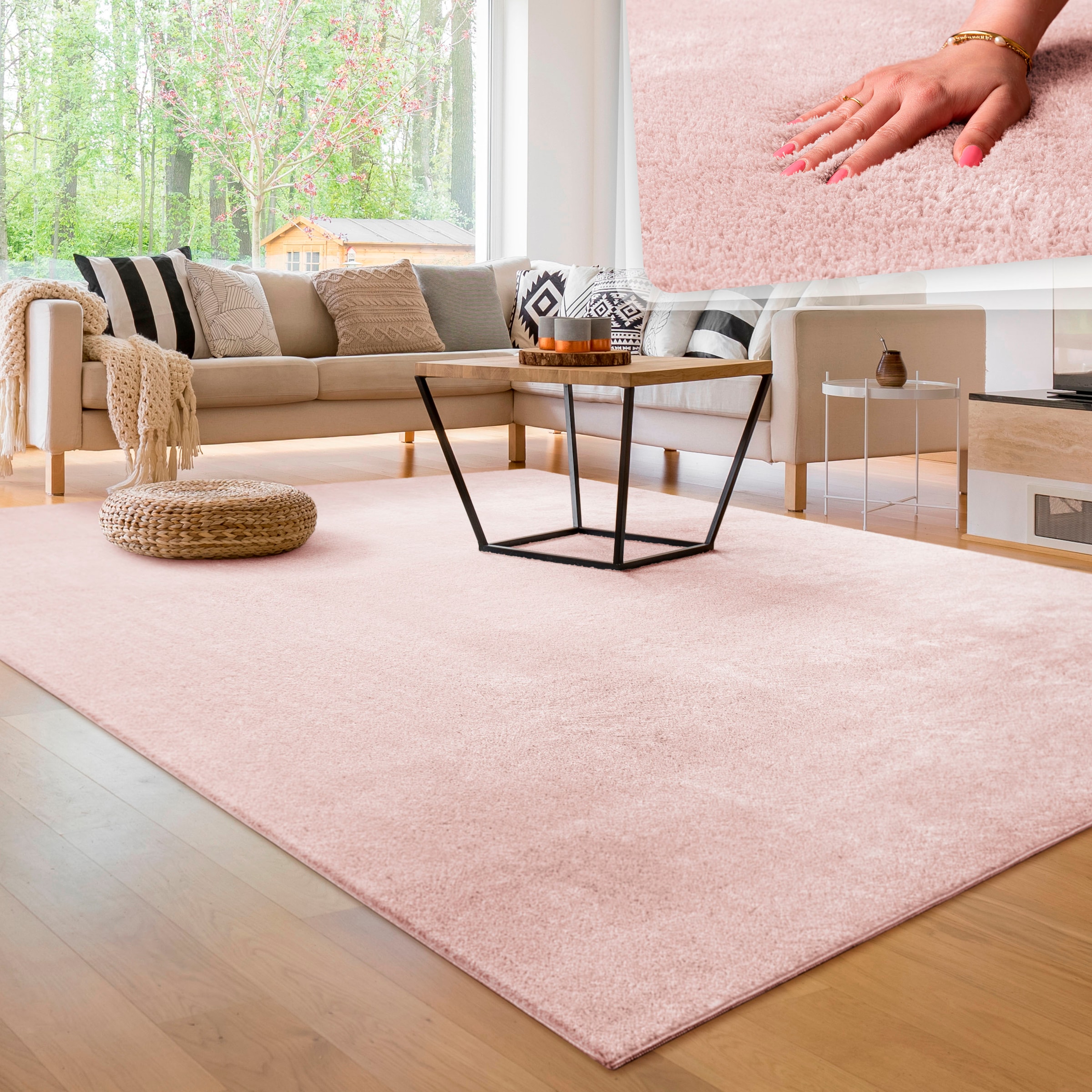 Paco Home Teppich »Cadiz 630«, Uni-Farben, | waschbar, als BAUR besonders weich, auch Läufer rechteckig, erhältlich