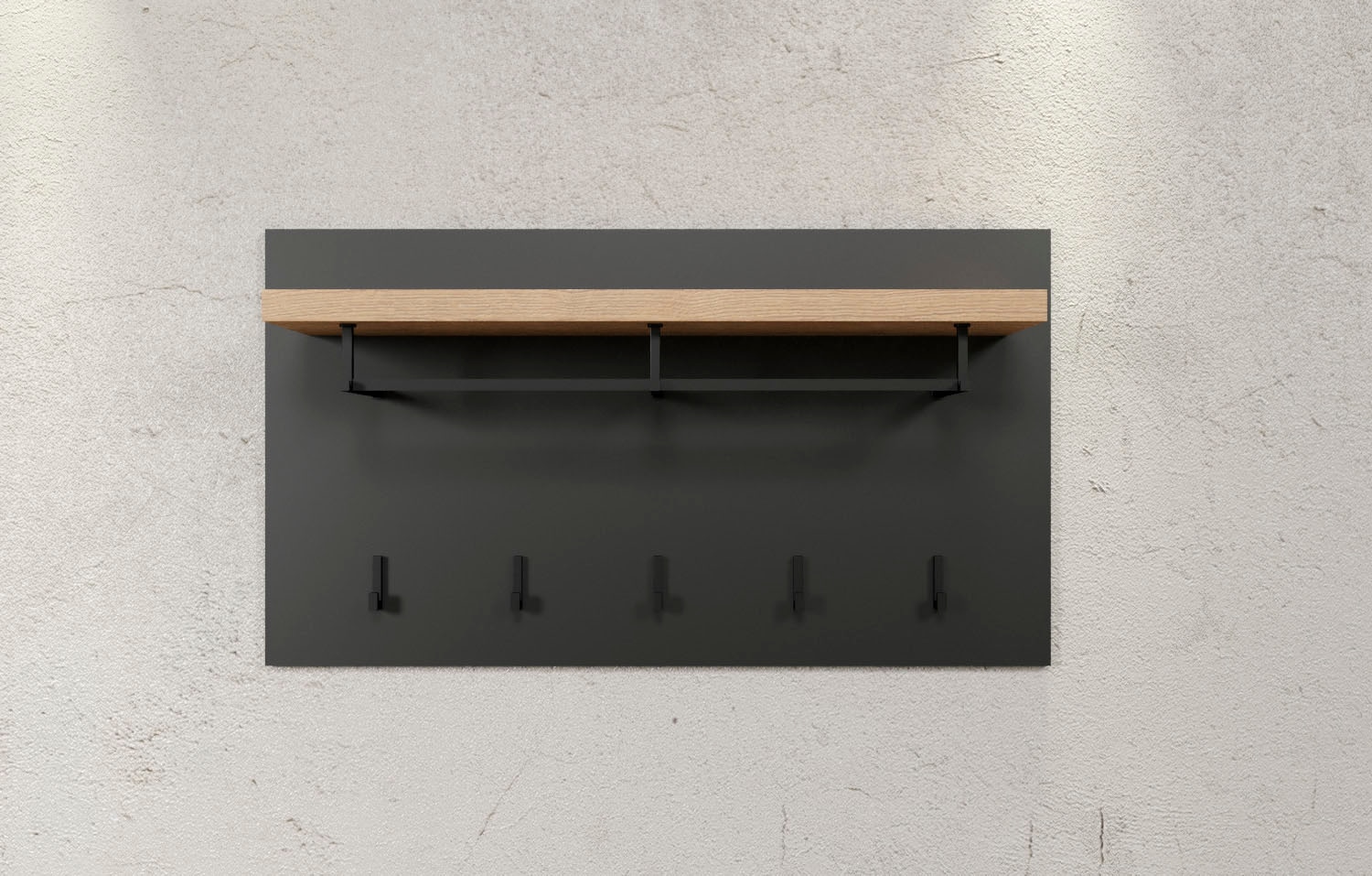 INOSIGN Garderobenpaneel »Premont«, (1 St.), elegantes Wandpaneel mit 5 Haken, Kleiderstange - (B/T/H) 90/27/50 cm