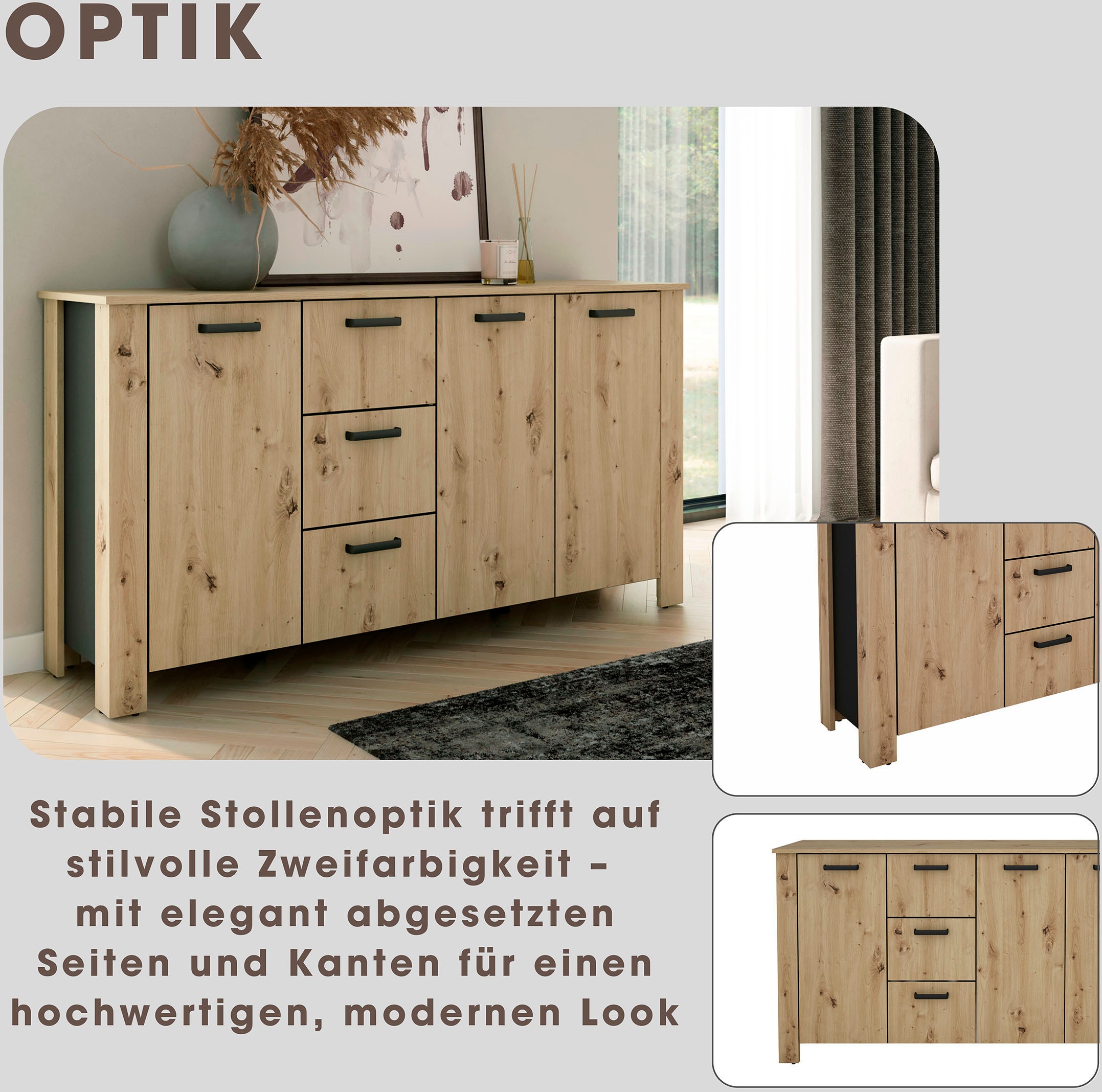 Thumbnail - byLIVING Sideboard "Faro" 1 Stk. tlg. moderne Kommode in verschiedenen Farben verfügbar, 160cm.
