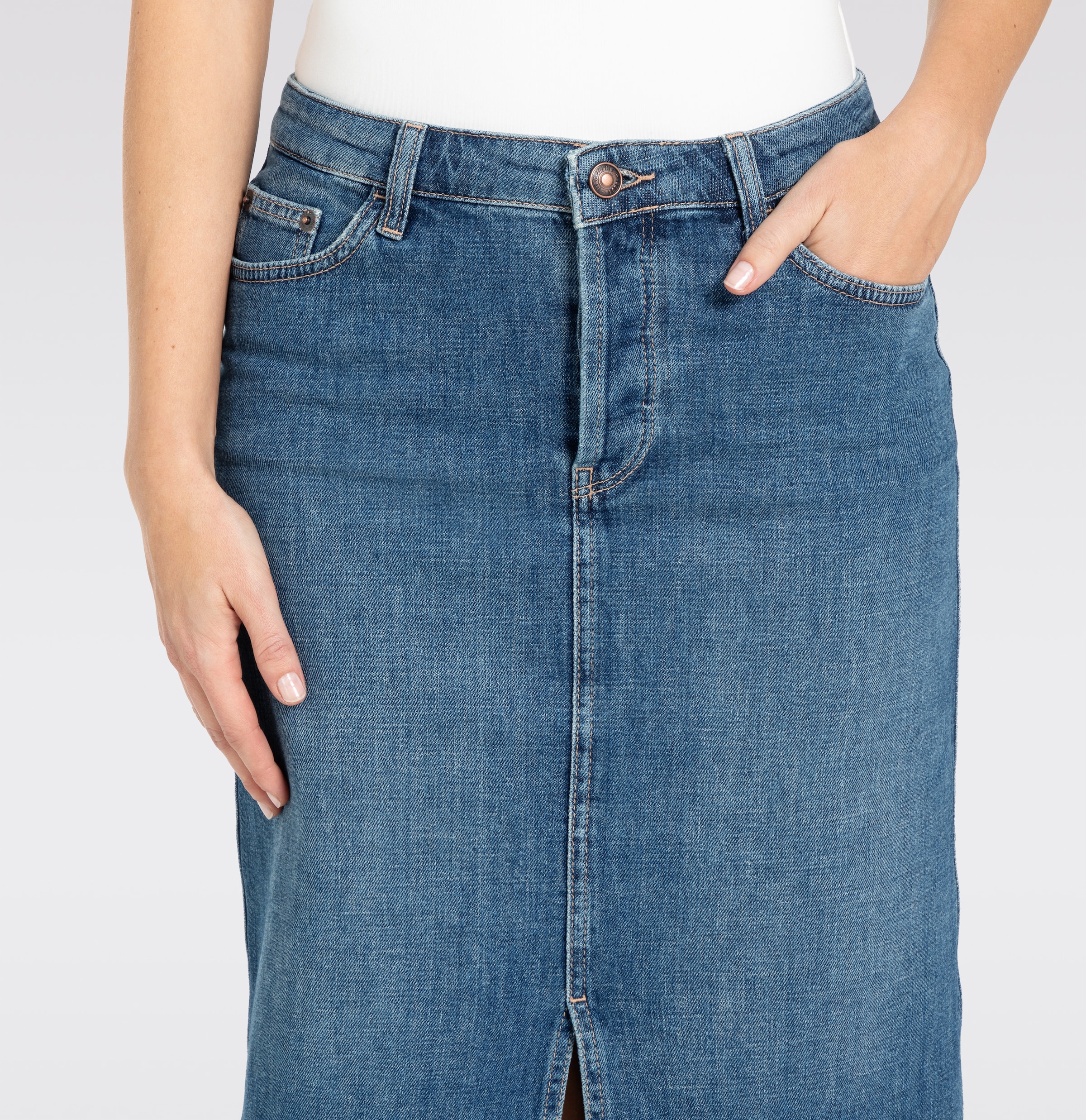 MAC Midirock »MIDI SKIRT fringe« im Five-Pocket Style