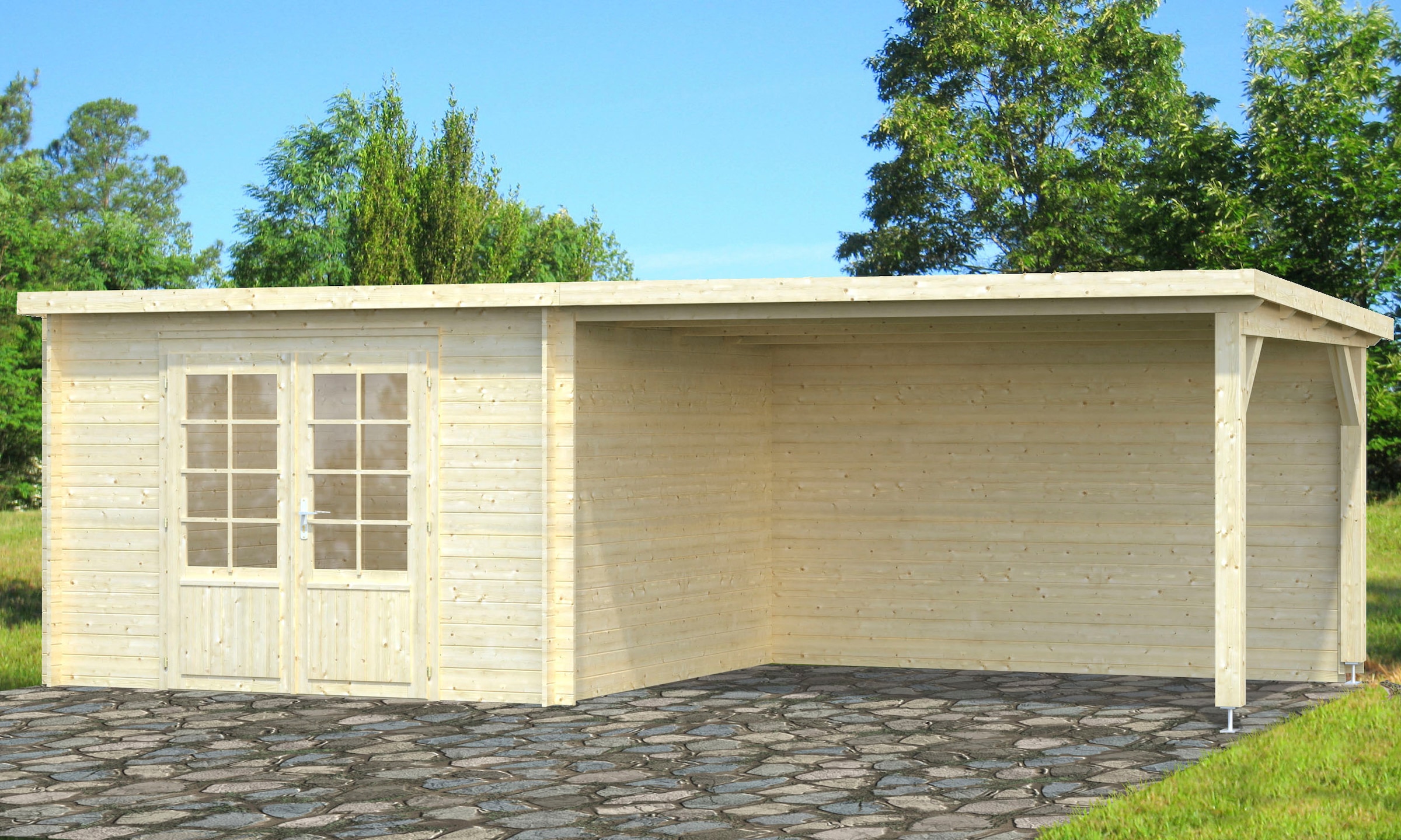 Palmako Gartenhaus "Ella" 8,7+10,0 m², mit Anbaudach günstig online kaufen